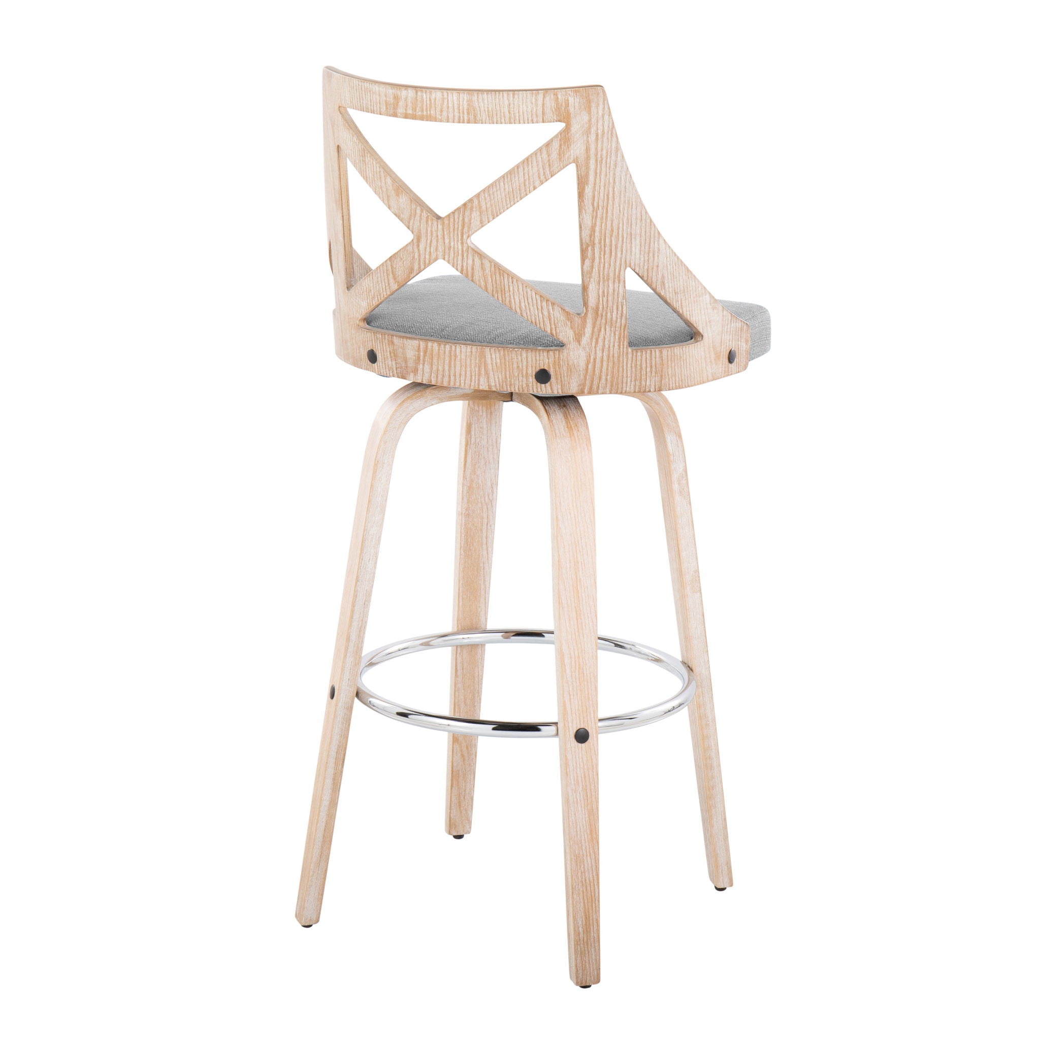 Charlotte - Farmhouse Fixed Height Bar Stool With Swivel And Round Footrest (Set of 2)