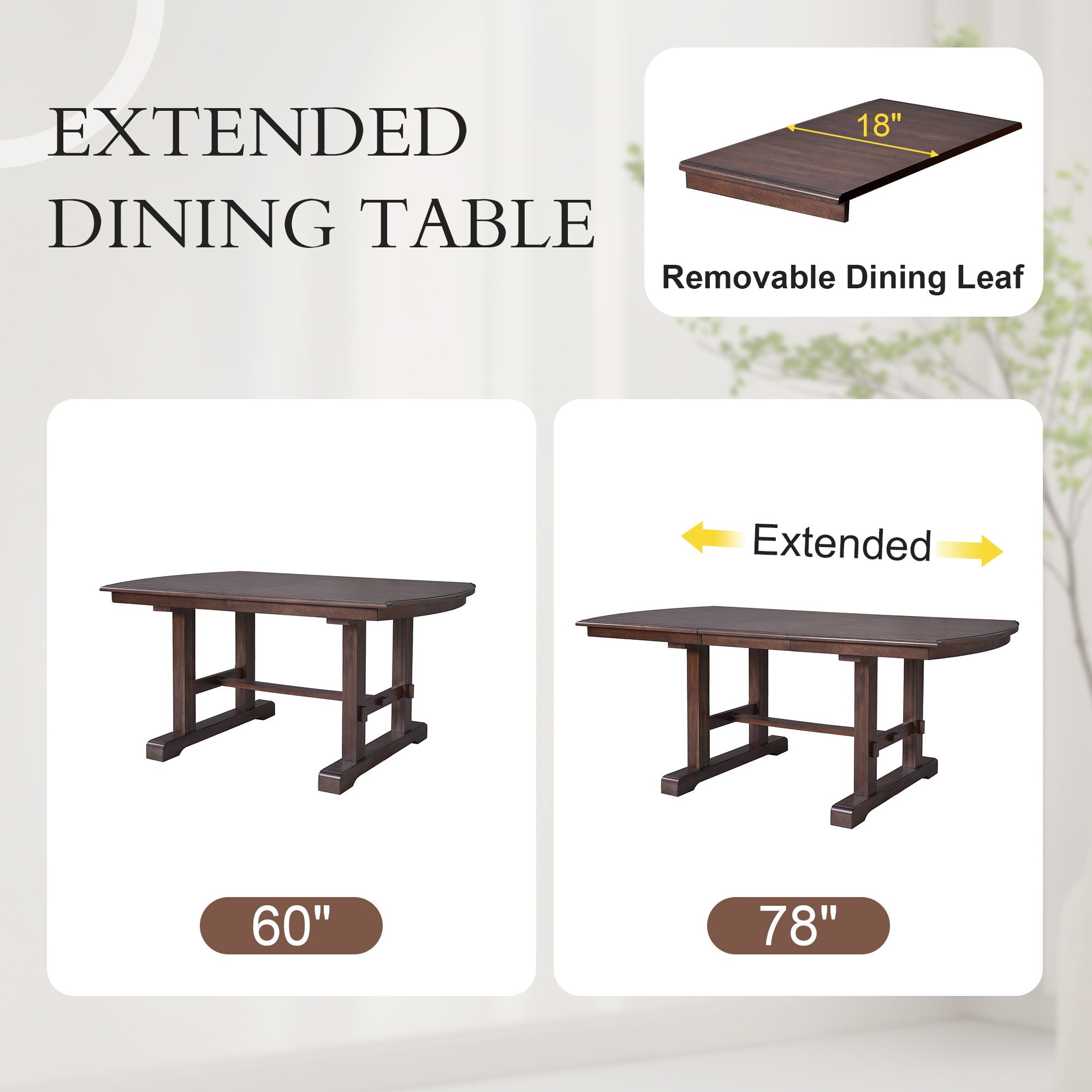 6 Piece Extendable Dining Table Set, Wood Table With Removable Leaf, 4 Upholstered Chairs And Bench - Cherry