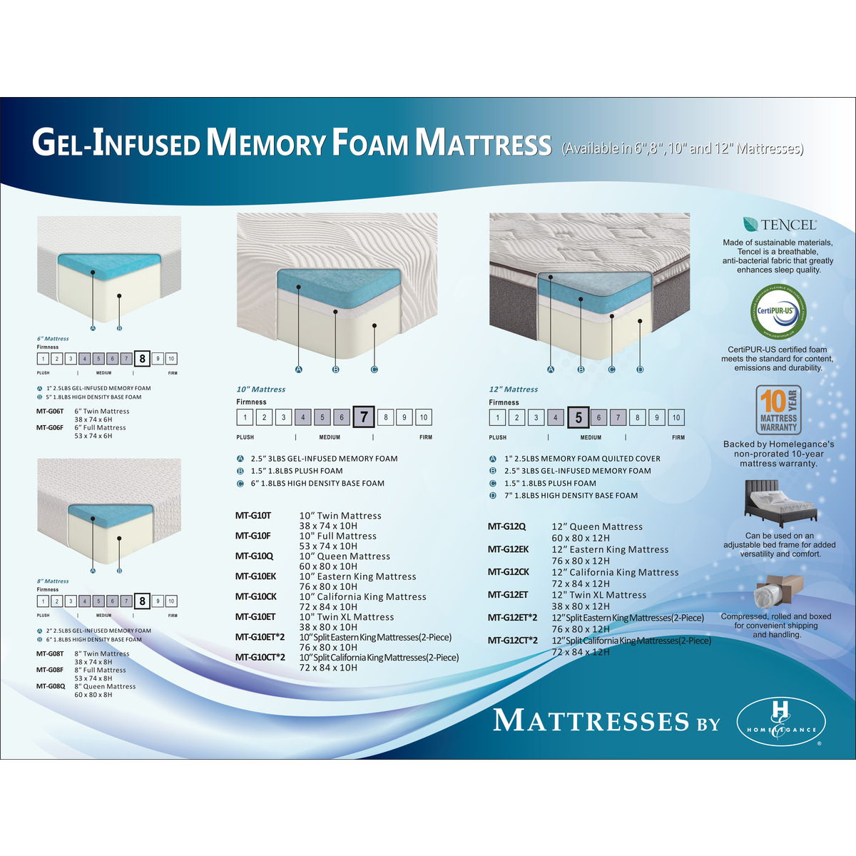 Altair - 6" Gel Infused Memory Foam Mattress