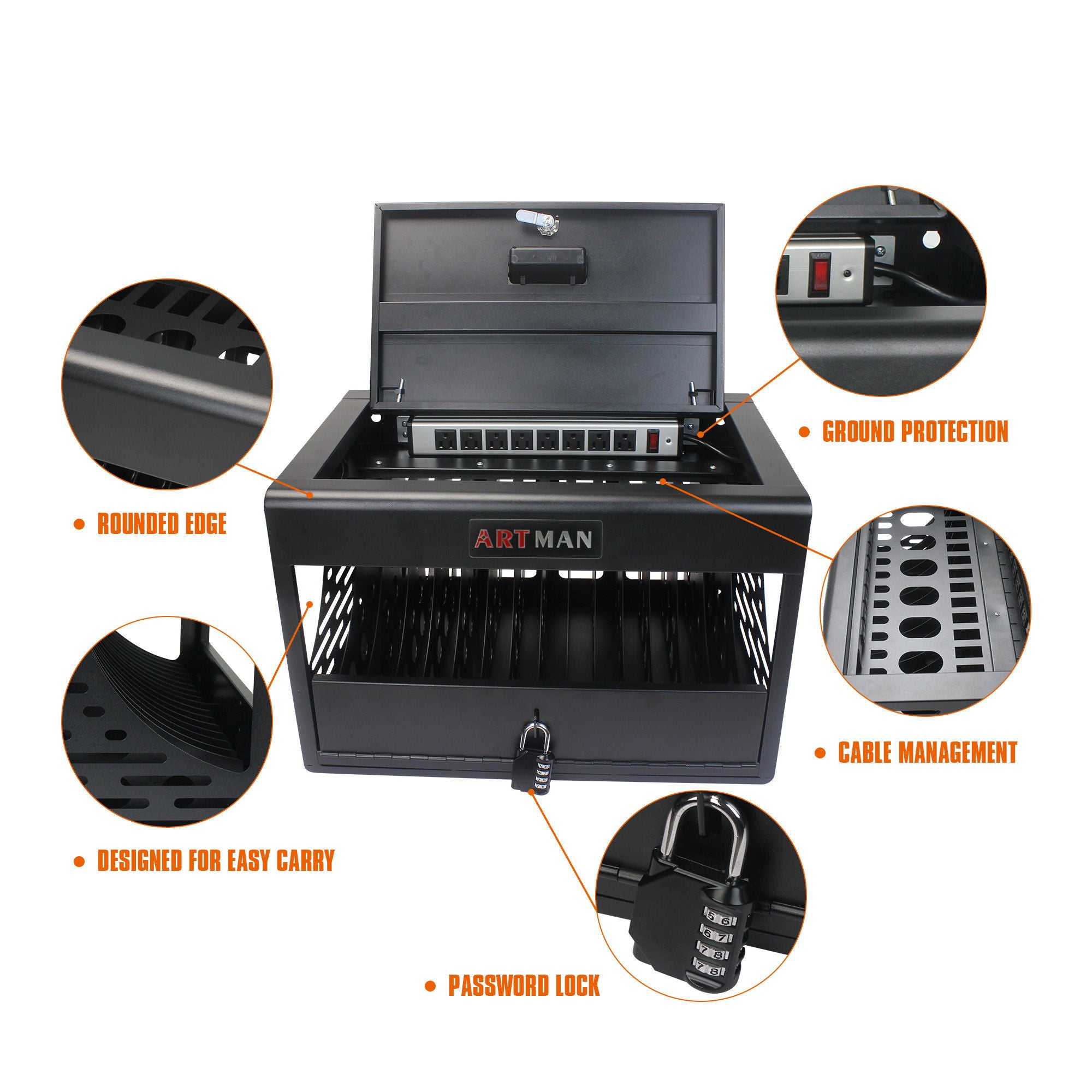 16 Bay Charging Cabinet For Laptop book, Locking Charging Station