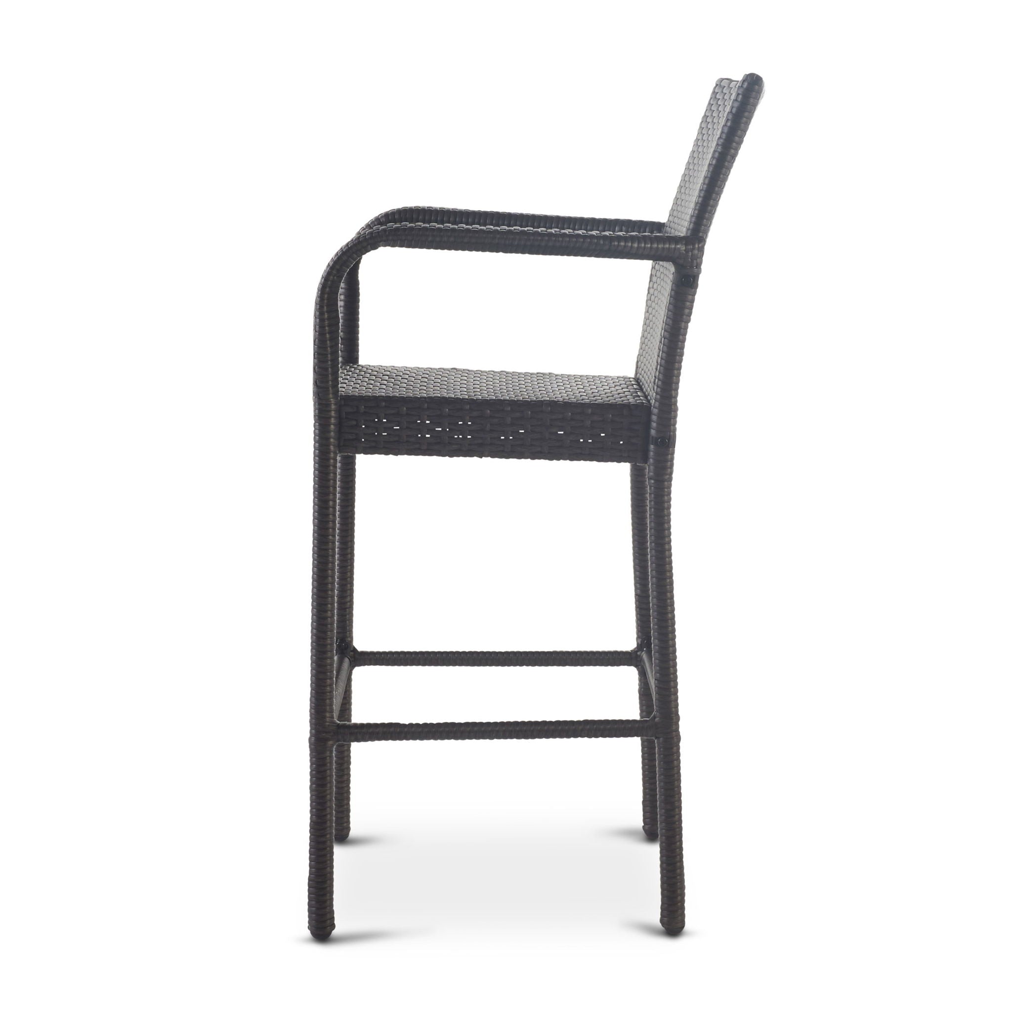 Outdoor Wicker Barstools With Rattan And Iron Frame