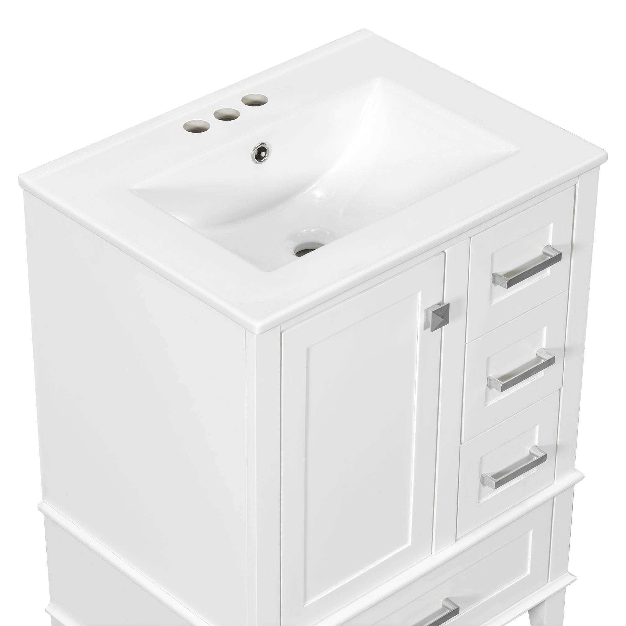 Bathroom Vanity, Modern Bathroom Cabinet With Sink Combo Set, Bathroom Storage Cabinet With A Soft Closing Door And 3 Drawers, Solid Wood Frame