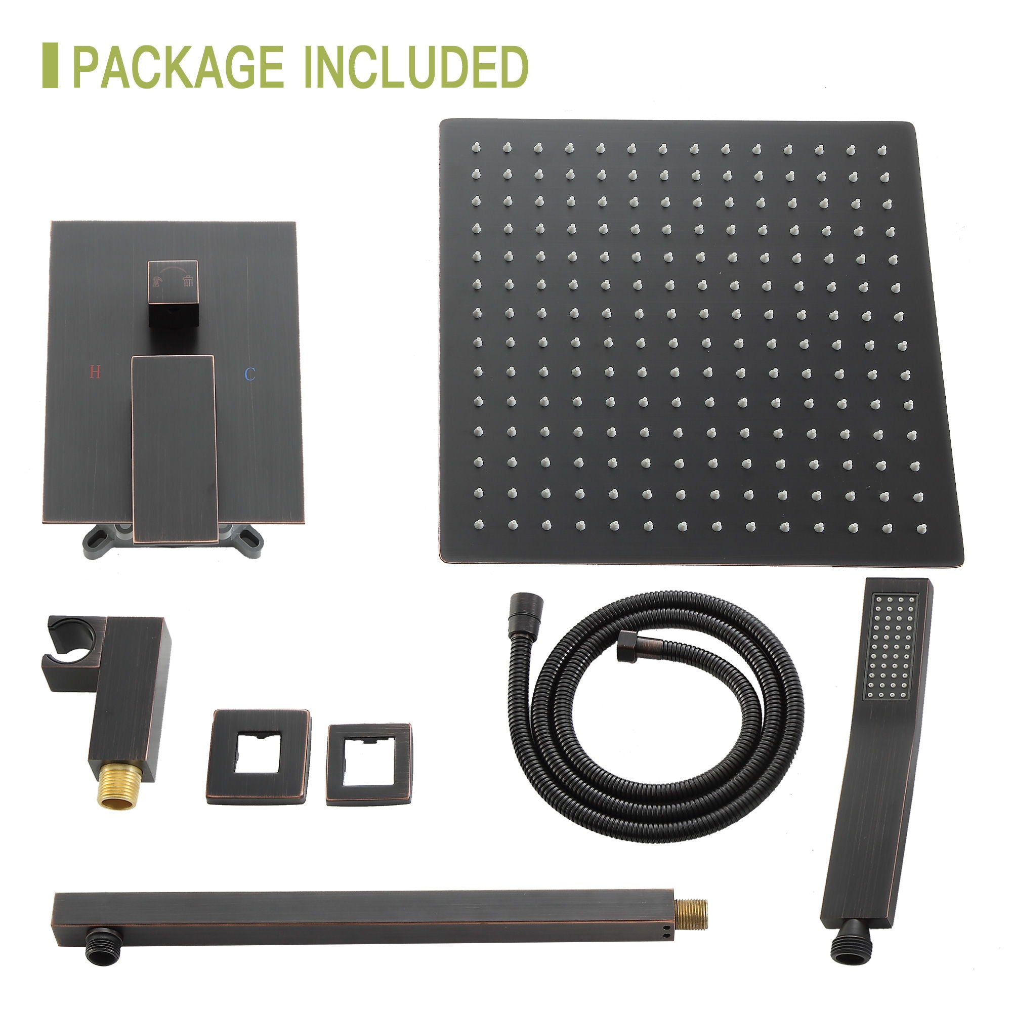 Dual Shower Head 10" Wall Mounted Square Shower System