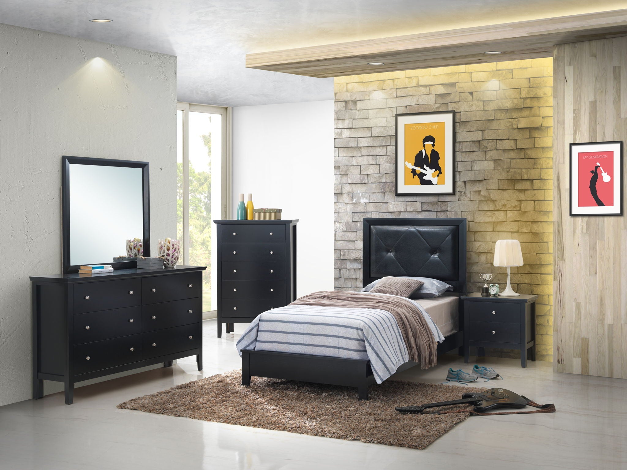 Padded Headboard Bed