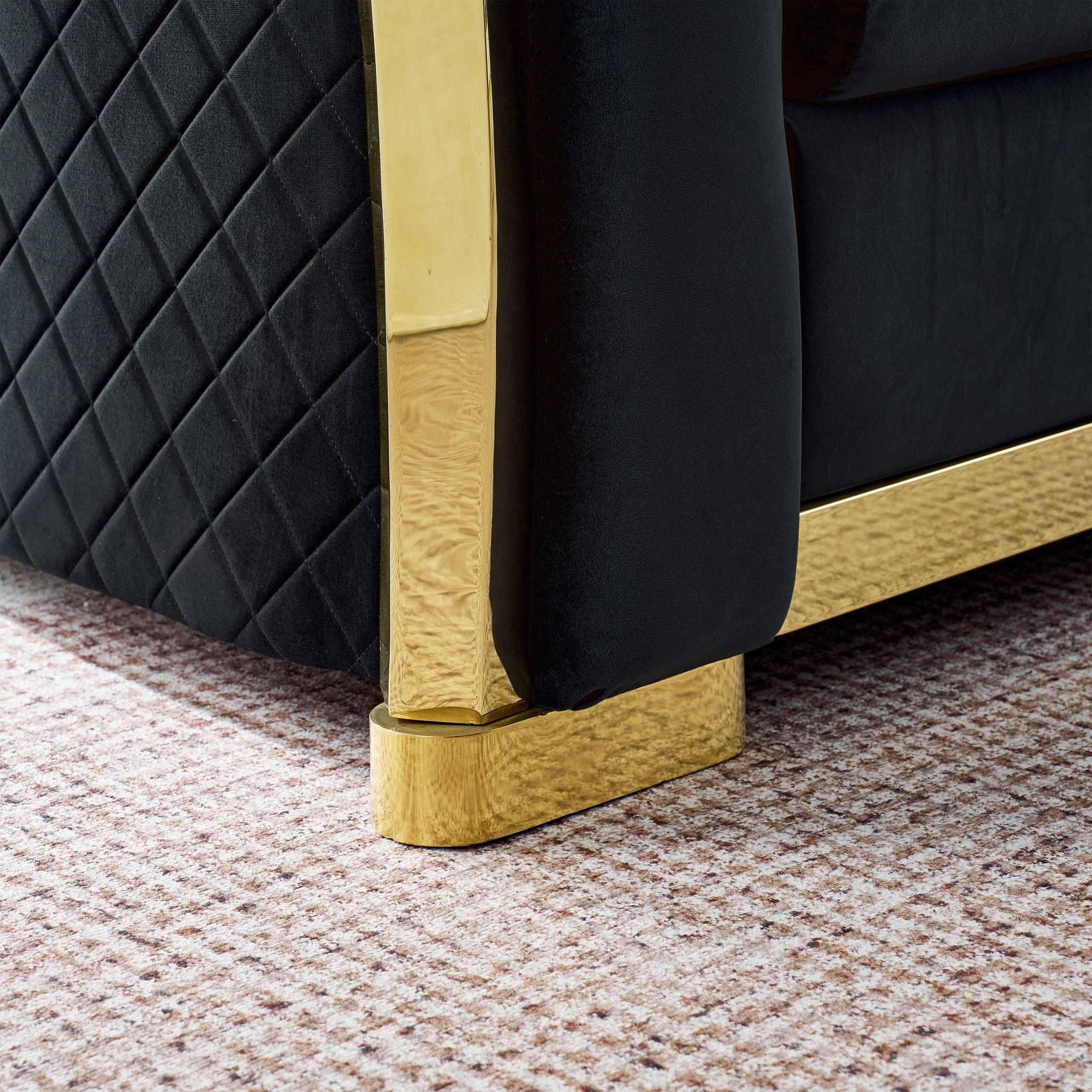 L Shaped Chesterfield Sectional Sofa With Stainless Steel Accents