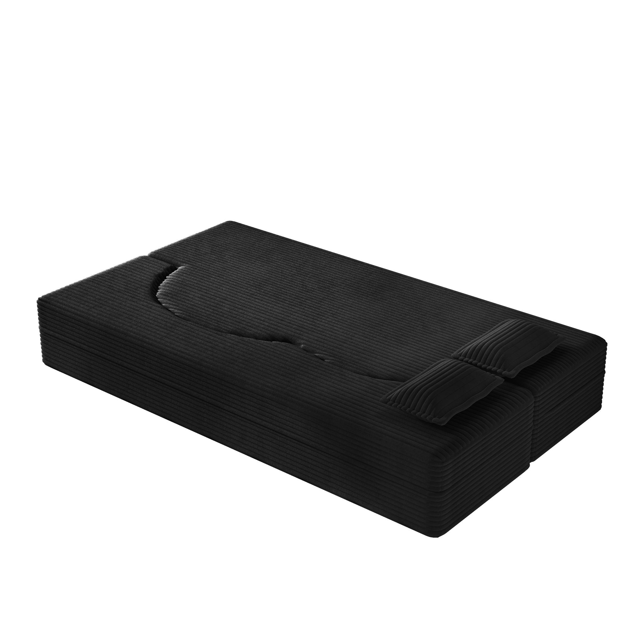 Modern Floor Sofa With 2 Pillows, Convertible Twin Size Folding Mattress For Living Room
