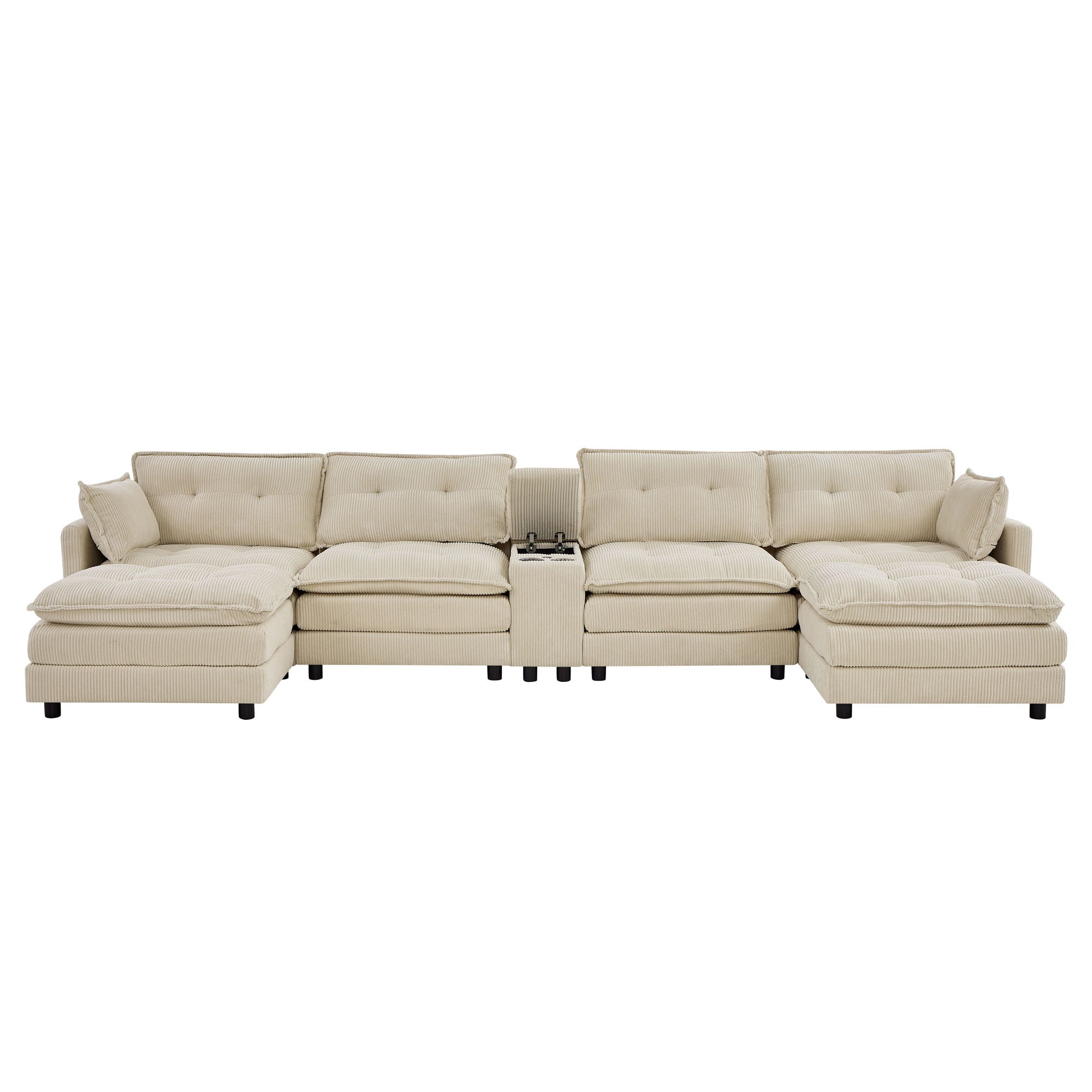 Oversized Modular Sectional Sofa With Multi Functional Console