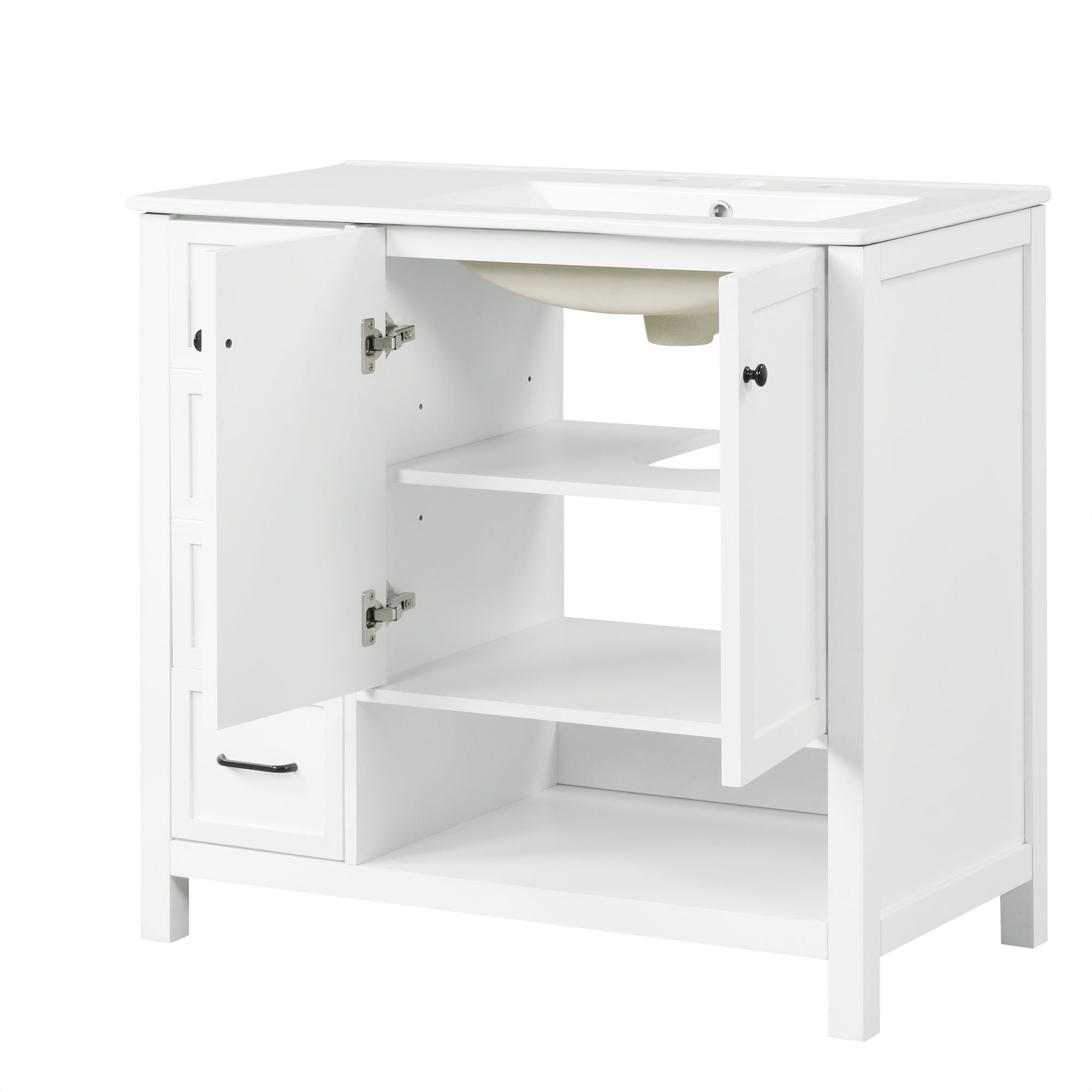 Modern Bathroom Vanity With Sink Top, 2 Doors And 2 Drawers