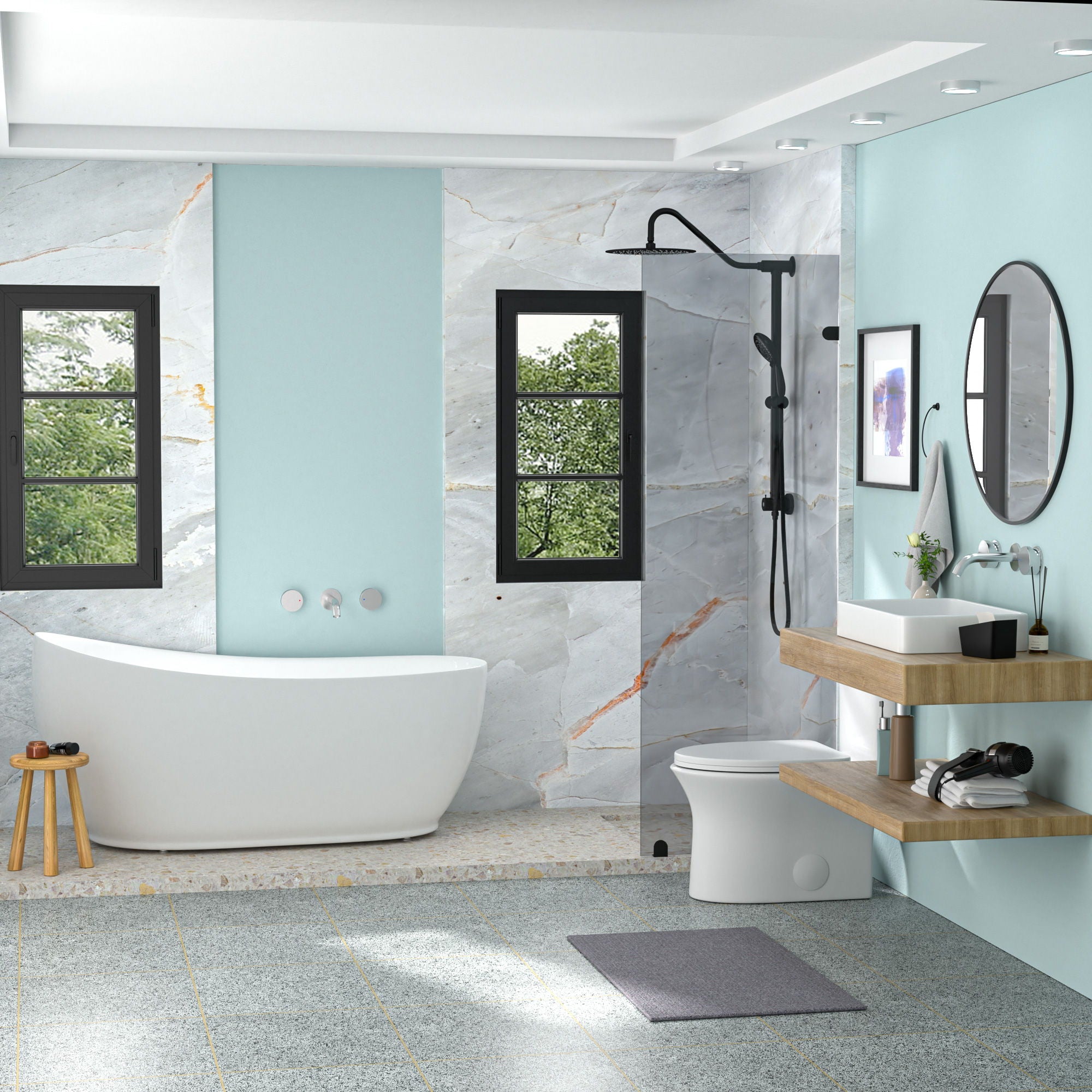 Modern European Design Ceramic Rectangular Vessel Bathroom Sink