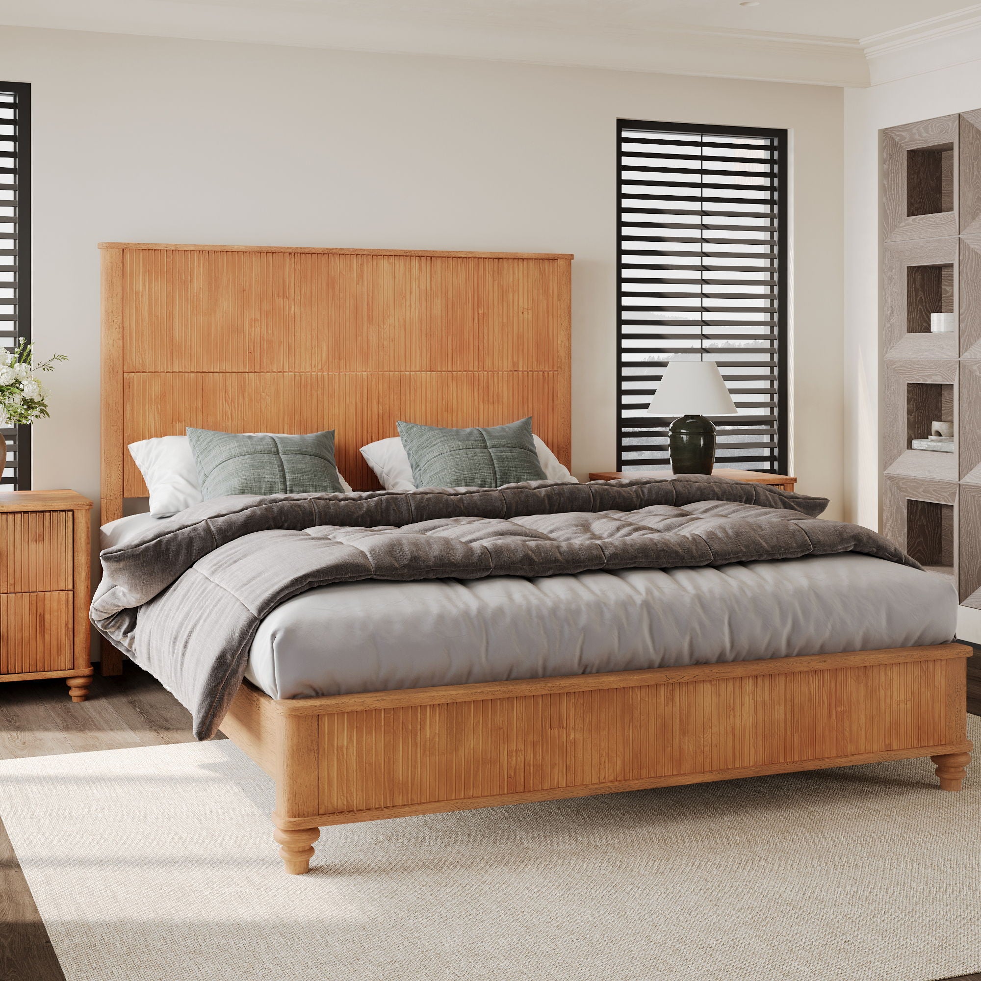 Platform Bed Frame & Tall Headboard