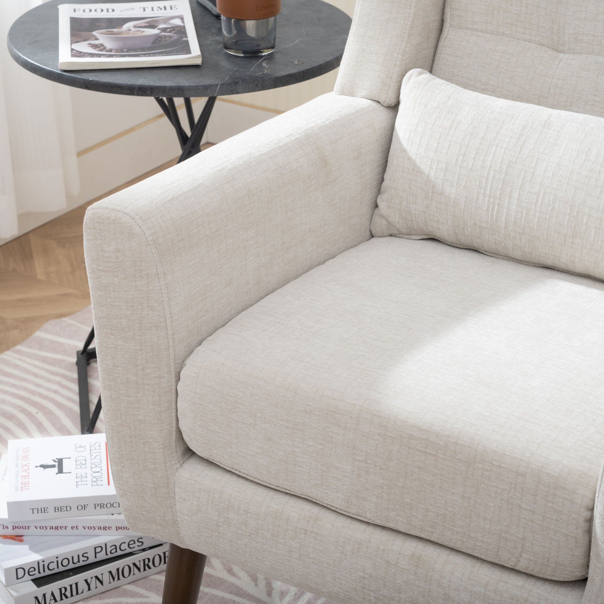 Modern Accent Chair Upholstered Foam Filled Living Room Chairs Comfy Reading Chair Mid-Century Modern Chair With Fabric Lounge Arm Chairs Armchair For Living Room Bedroom