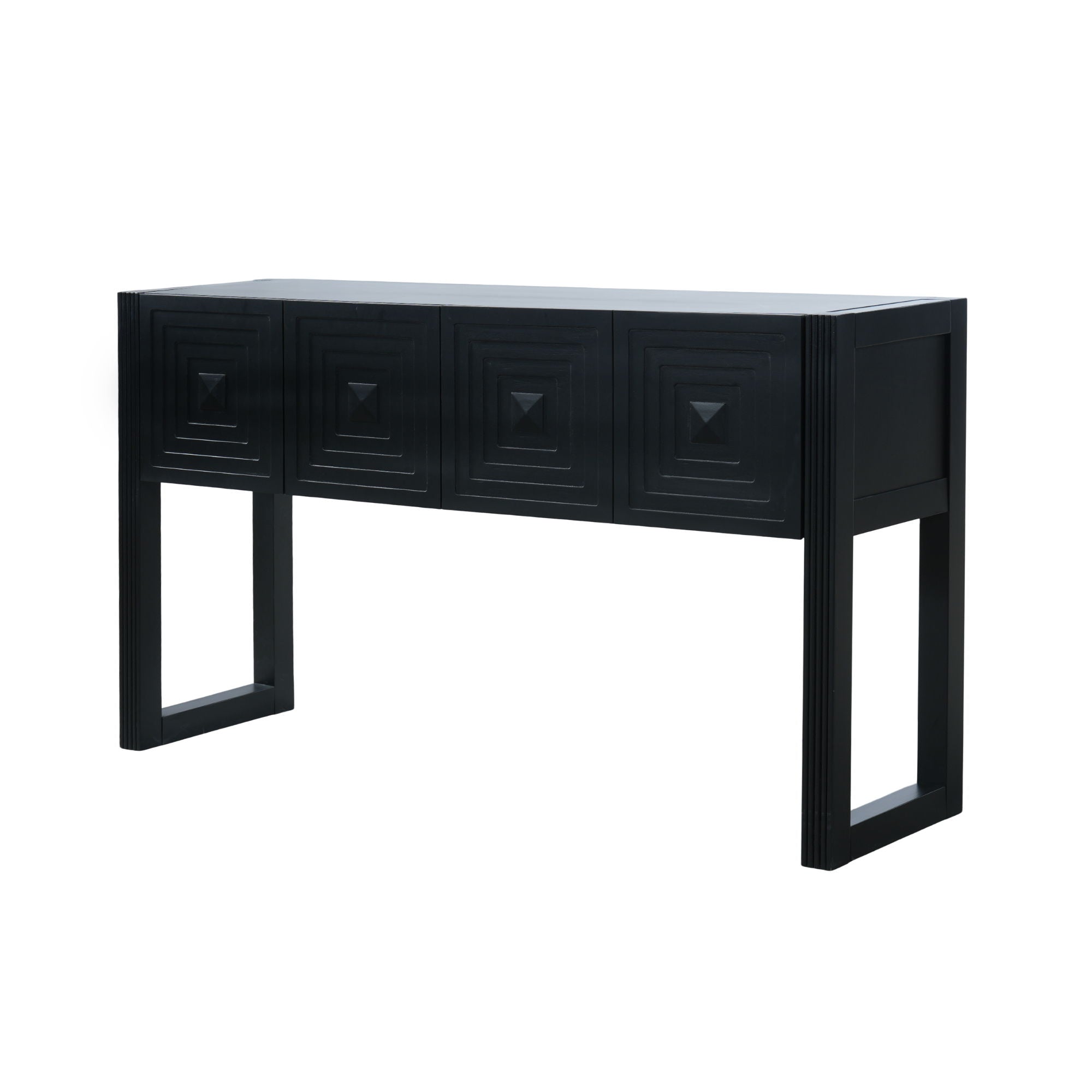 Geometric Carved Console Table With 3 Soft Close Drawers