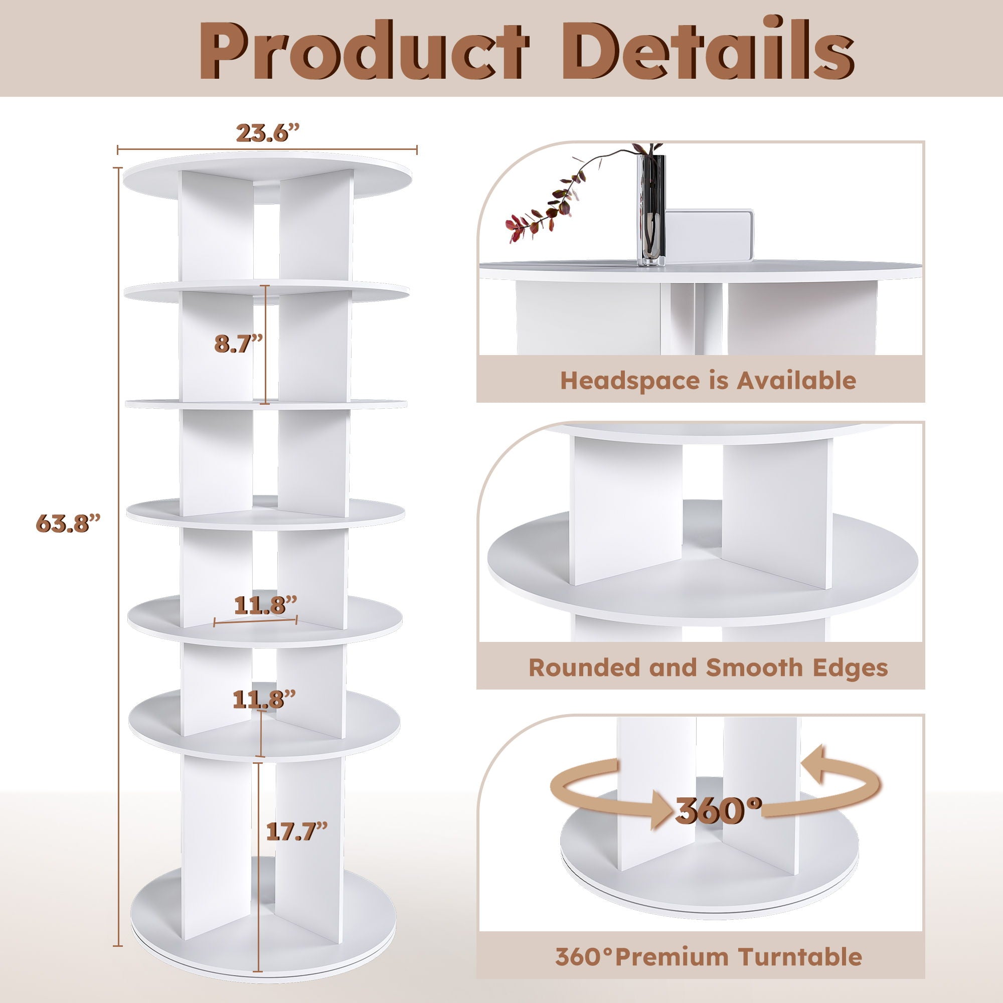 Spinning Shoe Rack, Free Standing 360° Revolving Shoe Organizer