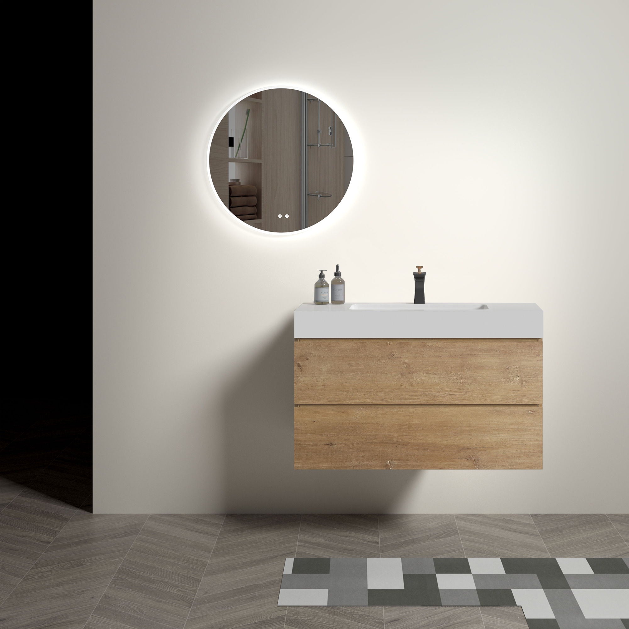 Alice - Bathroom Vanity With Sink, Large Storage, Wall Mounted, Floating