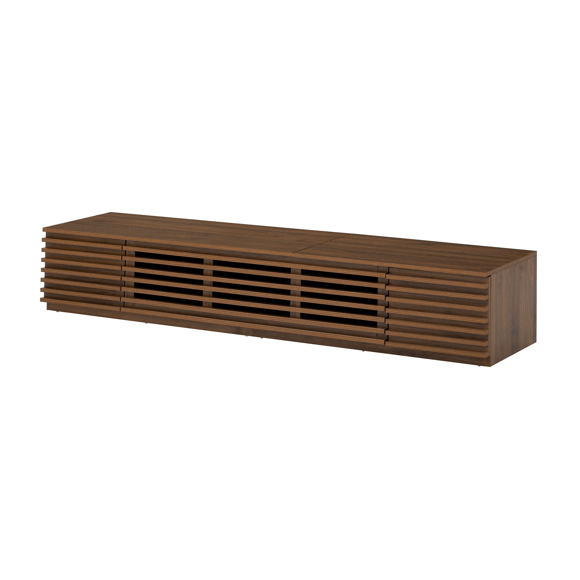 TV Stand For TVs, Entertainment Center With Cable Management And Soft Closing Hinges - Walnut