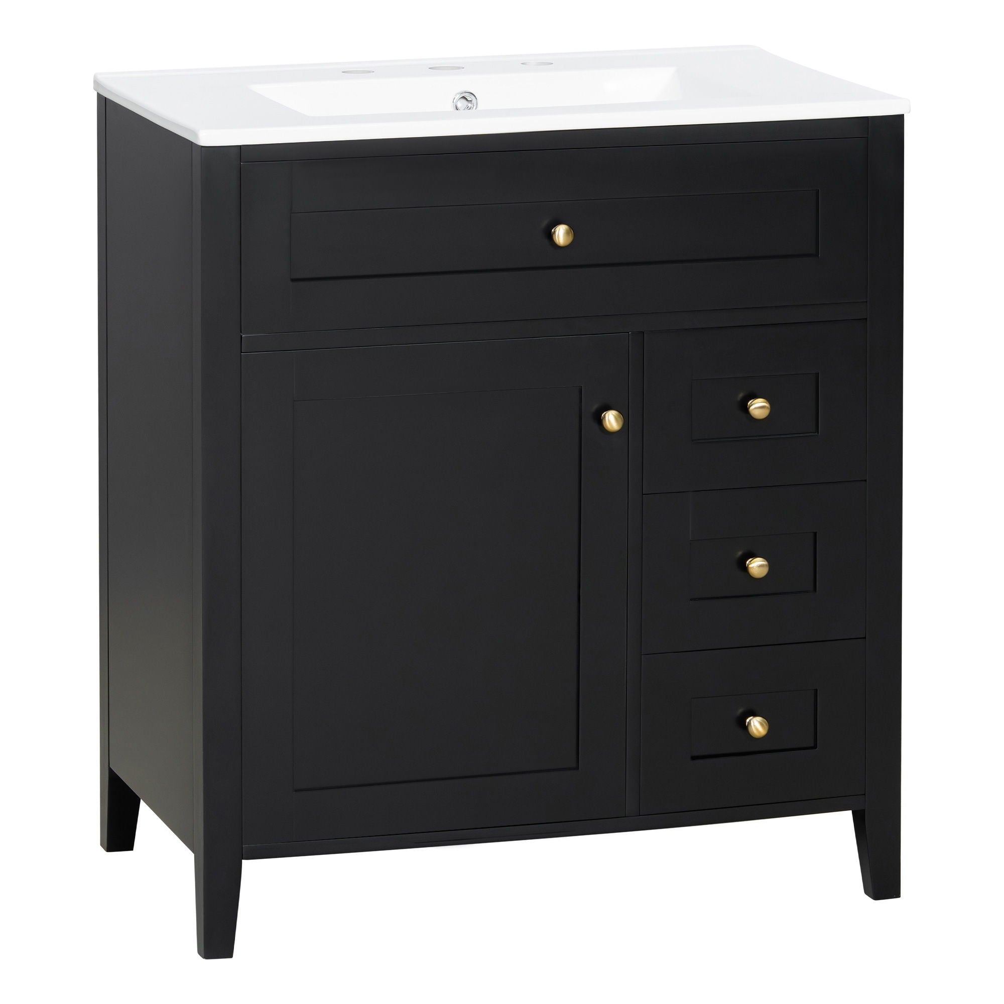 Bathroom Vanity With Sink, 3 Drawers And Adjustable Shelf