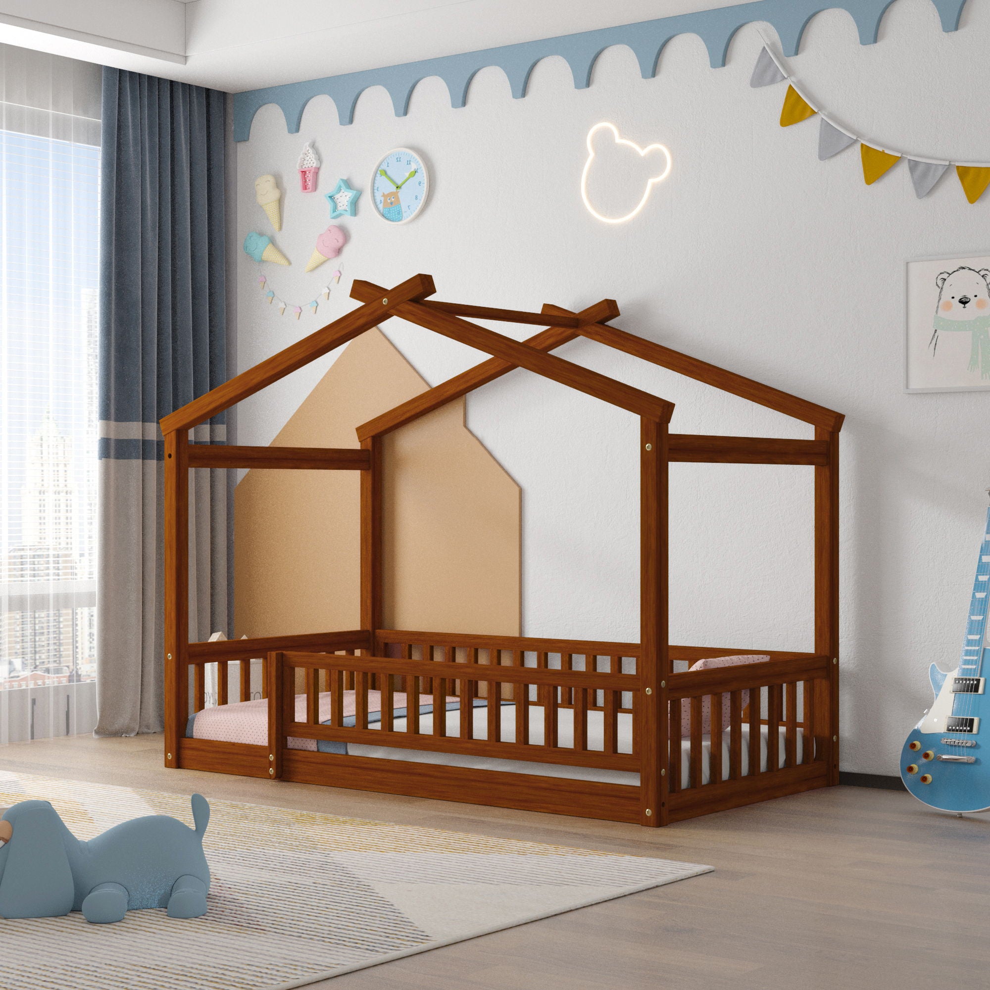 Bed House Bed Frame With Fence