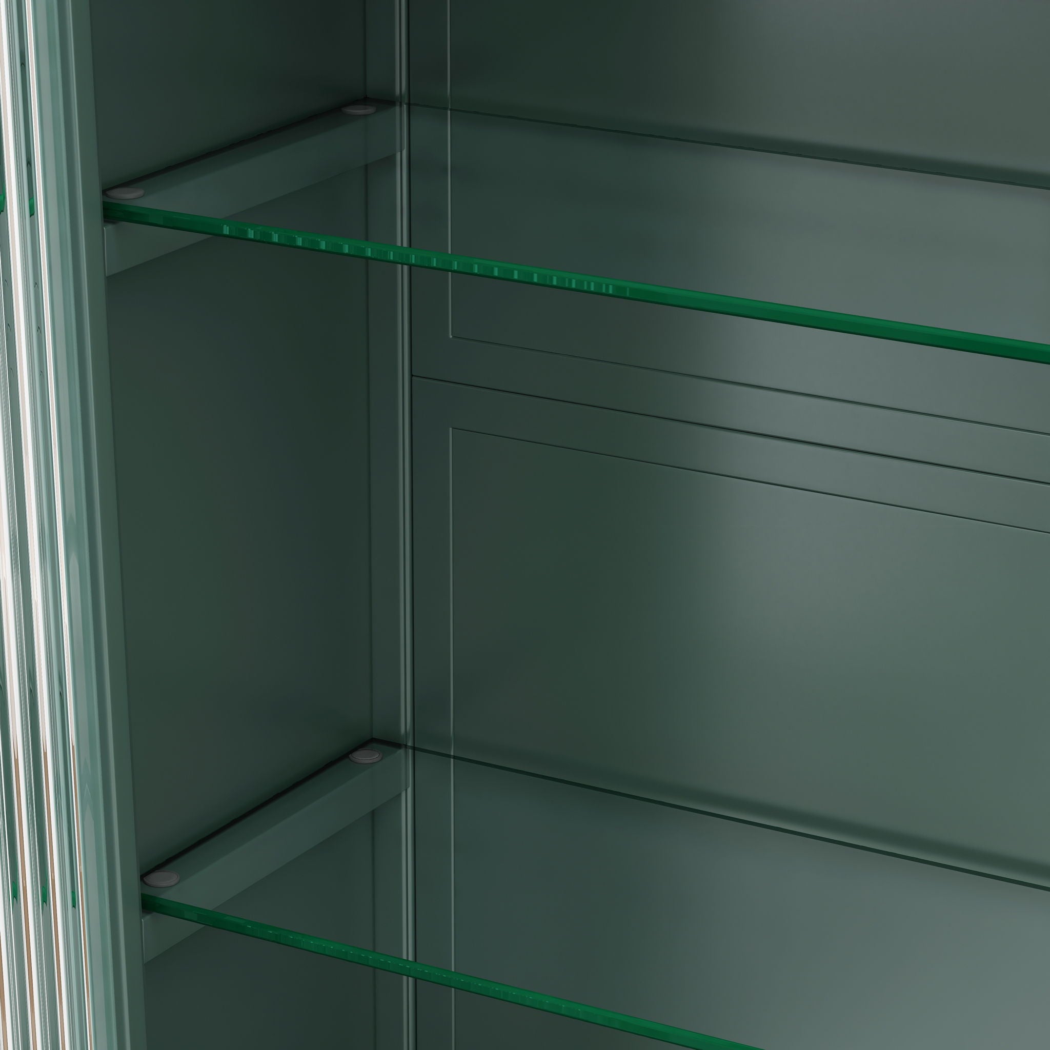 Arched Wall Mounted Cabinet, 3 Door Storage For Kitchen - Dark Green