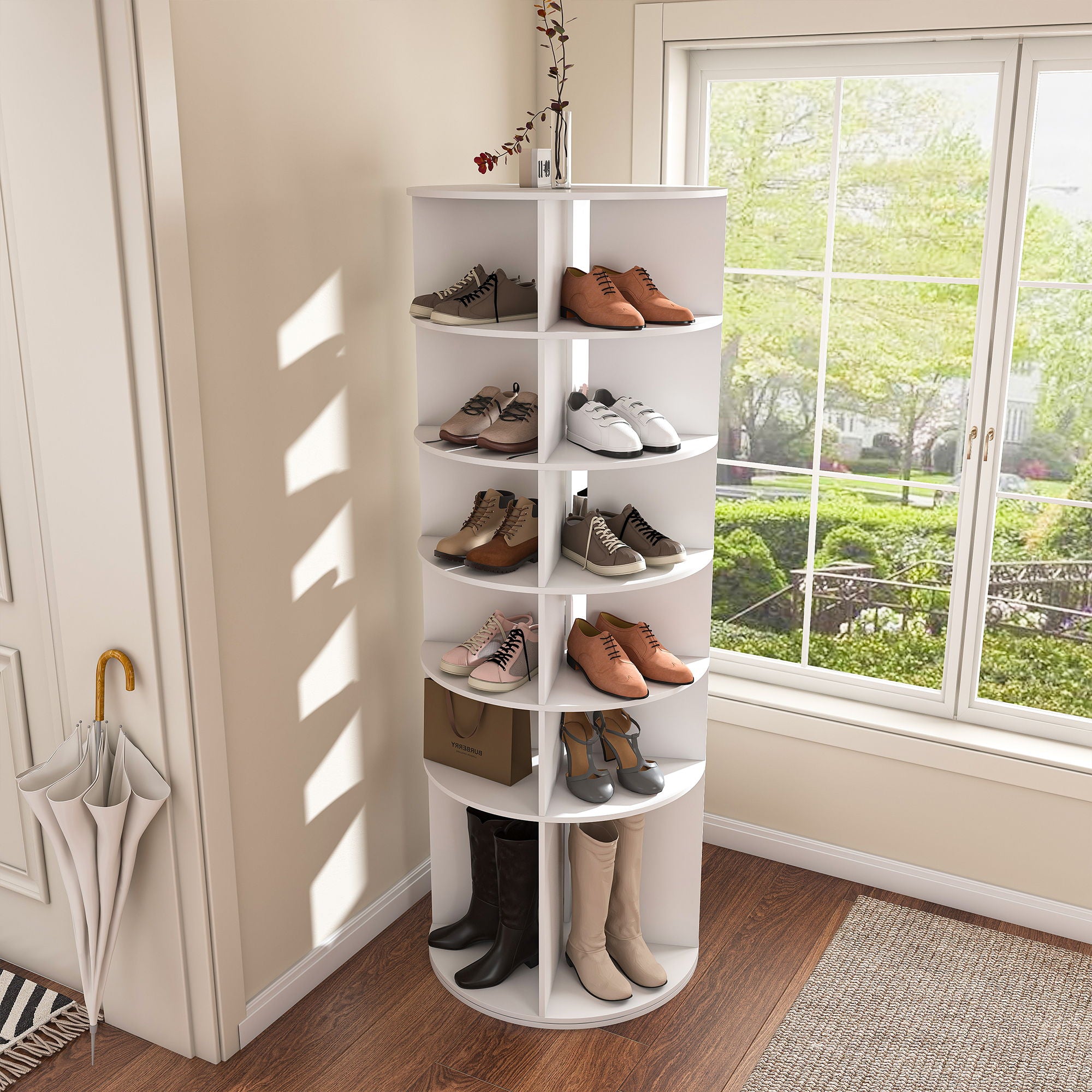 Spinning Shoe Rack, Free Standing 360° Revolving Shoe Organizer