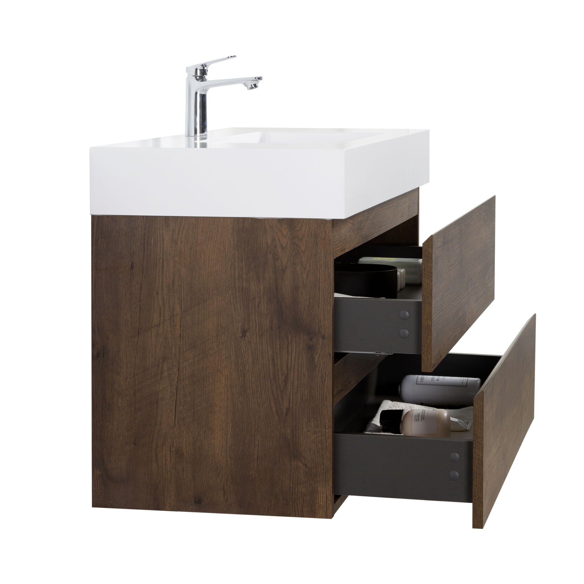 Alice - Bathroom Vanity Wall Mounted With Sink, Large Storage