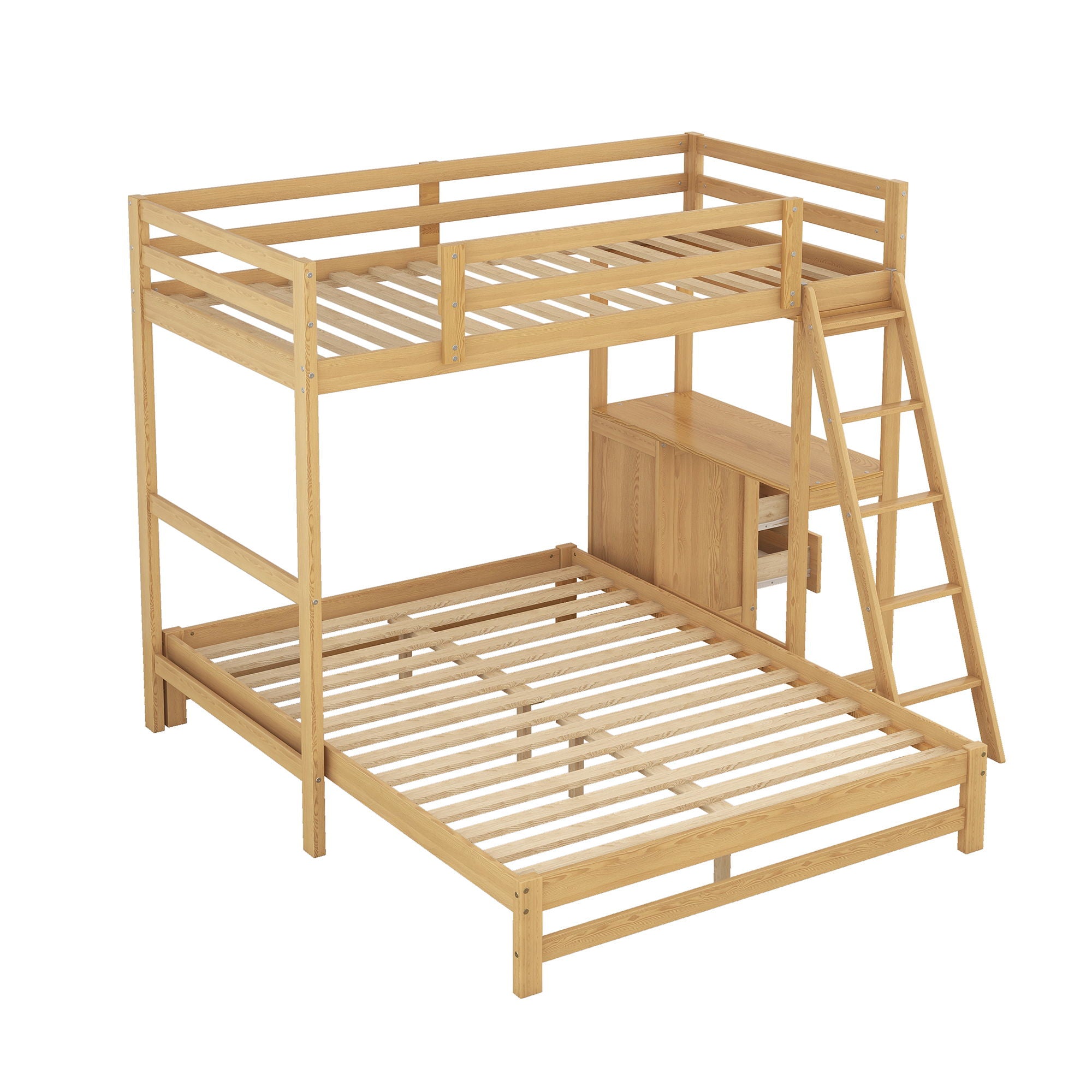 Bunk Bed With Built In Desk And 3 Drawers