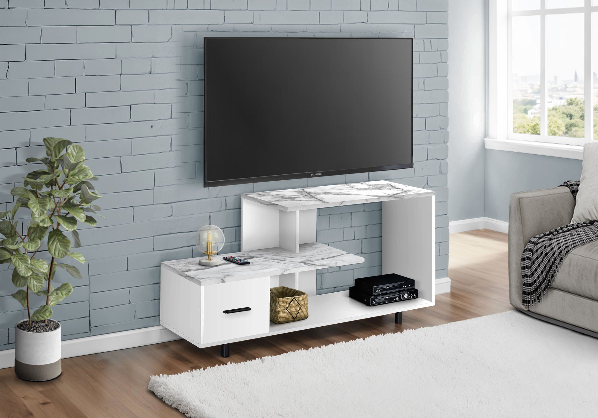 TV Stand, Console, Media Entertainment Center, Storage Drawer, Contemporary