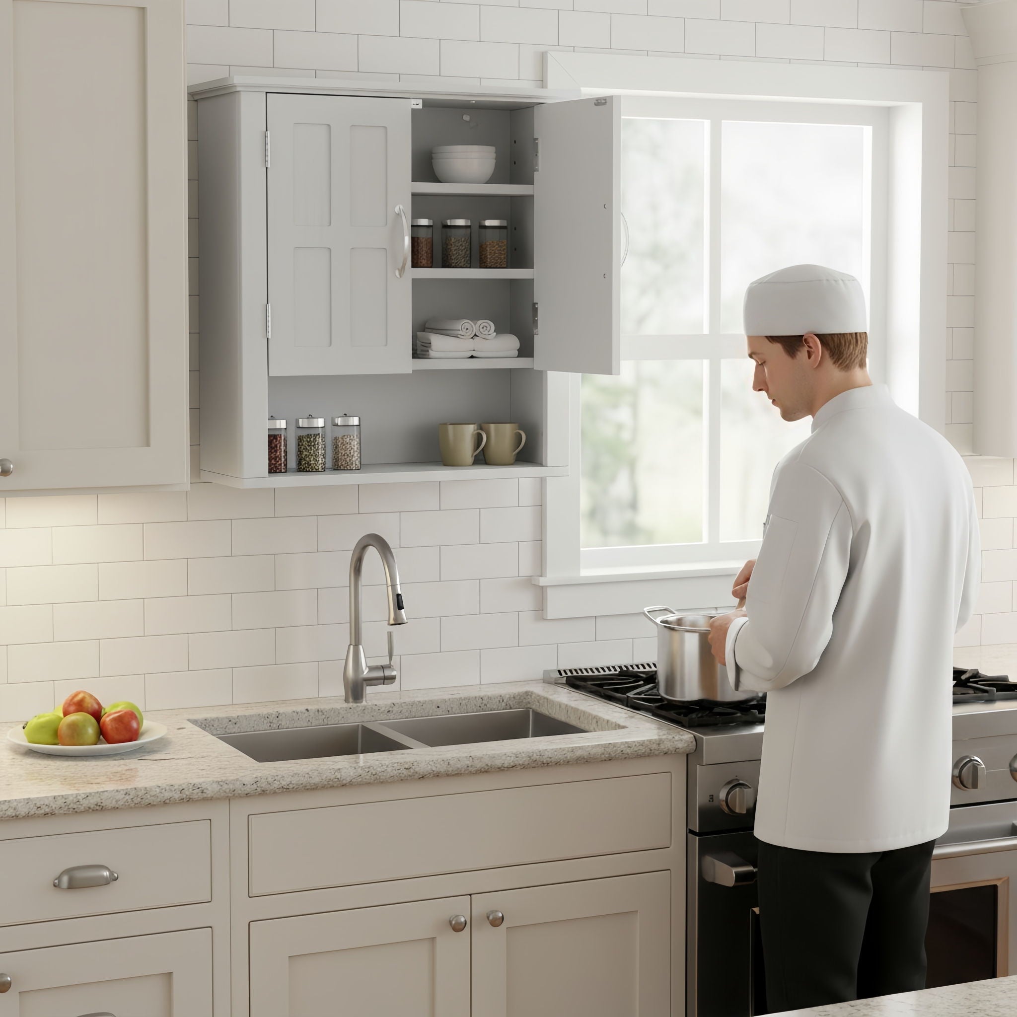 Multi Functional Wall Mounted Cabinet With Adjustable Shelves For Bathroom