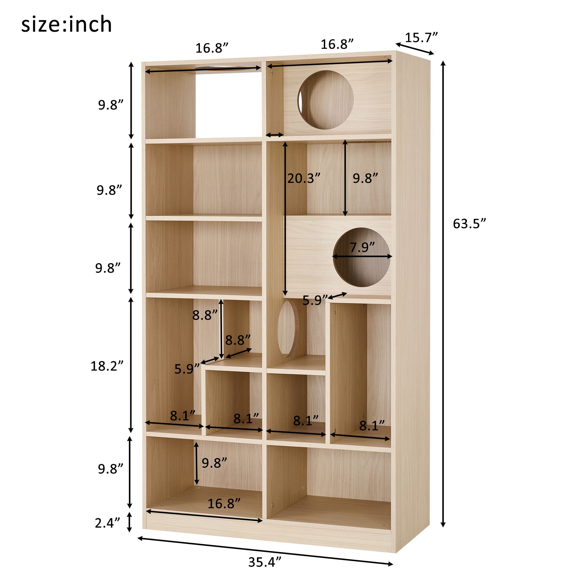 Furniture Style Cat Bookcase Cat Tree Shelves - Natural