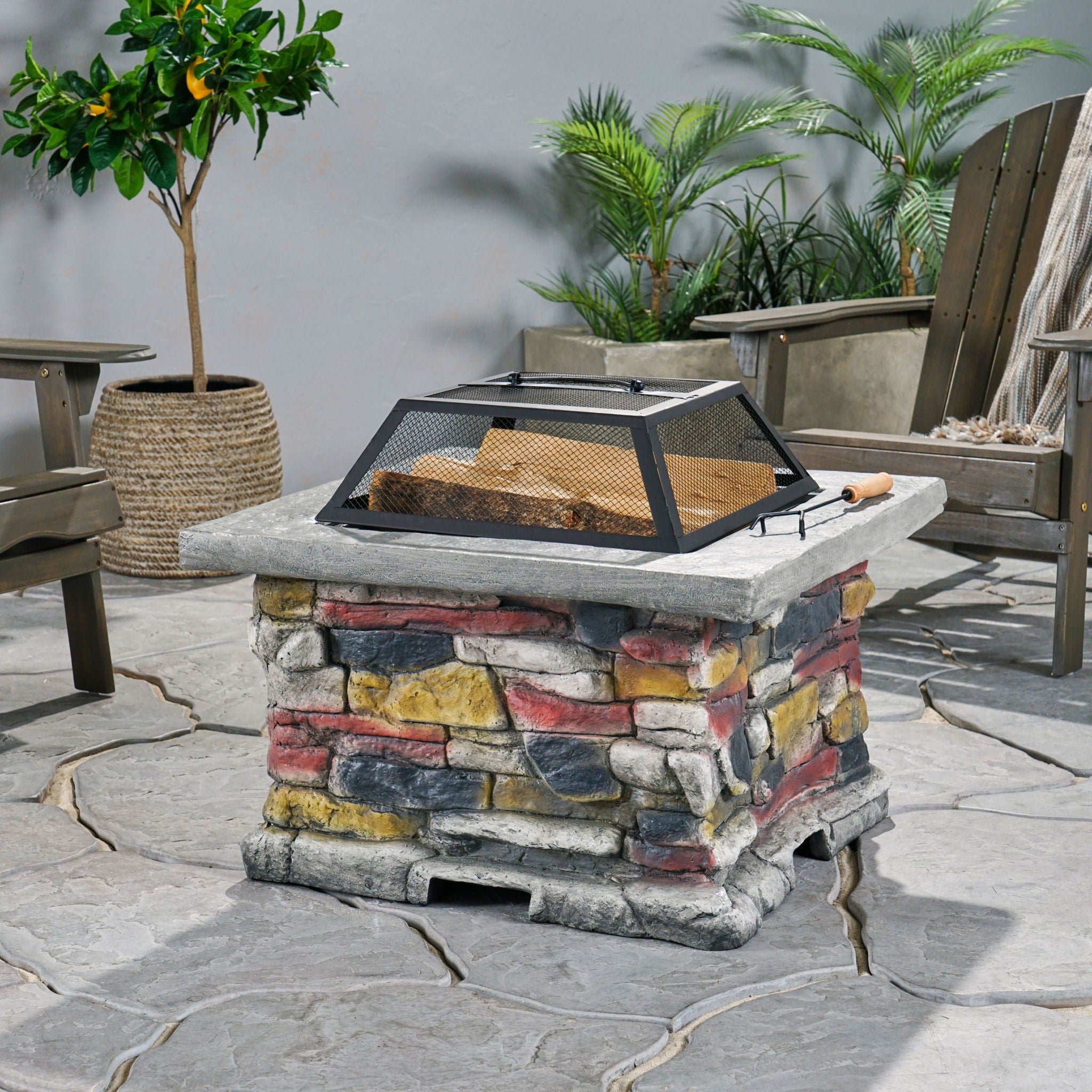 Outdoor Wood Bruning Magnesium Oxide Fire Pit With Lid