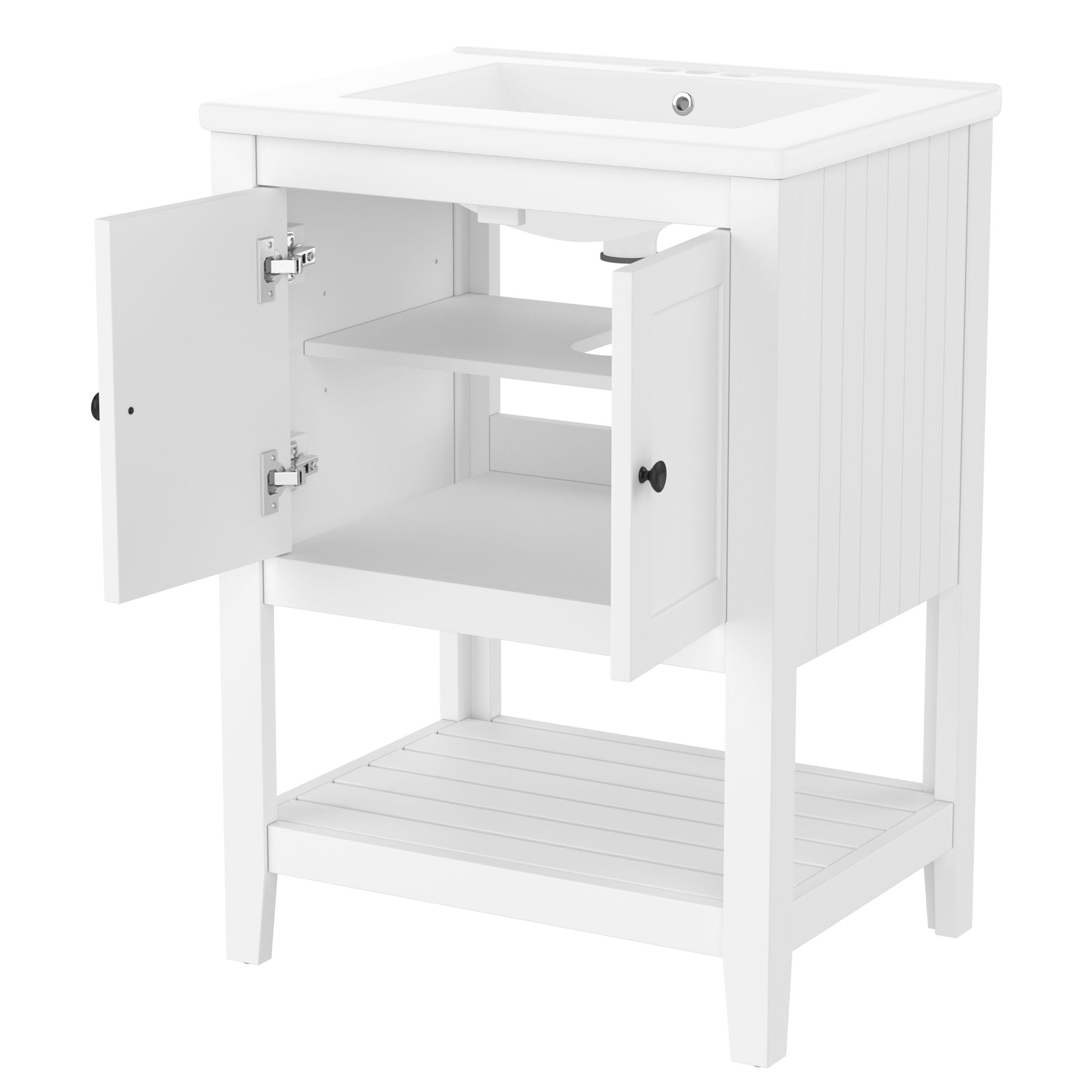 Modern Bathroom Vanity With Sink And Open Shelf