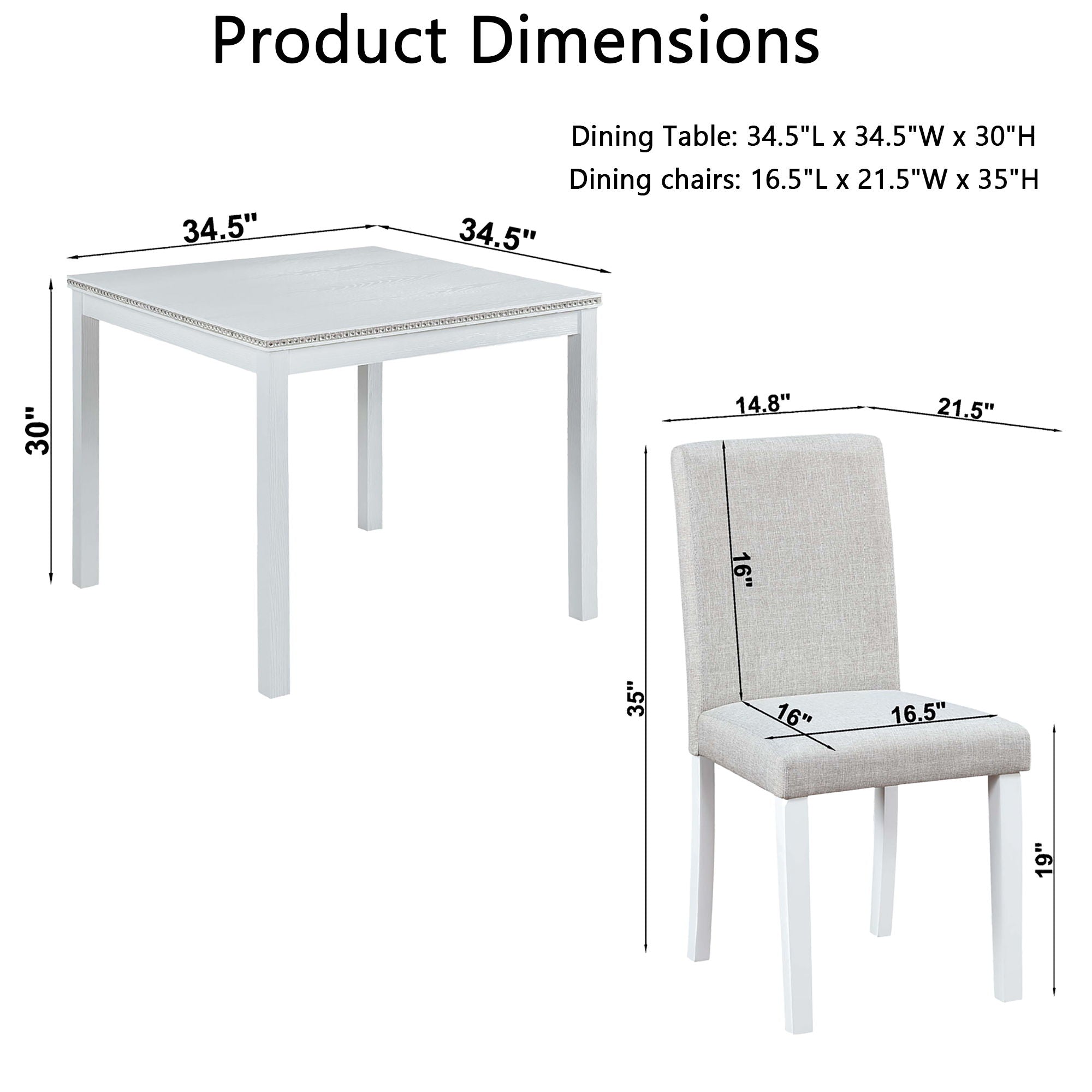 Dining Table Set With Crystal Decoration And Upholstered Chairs