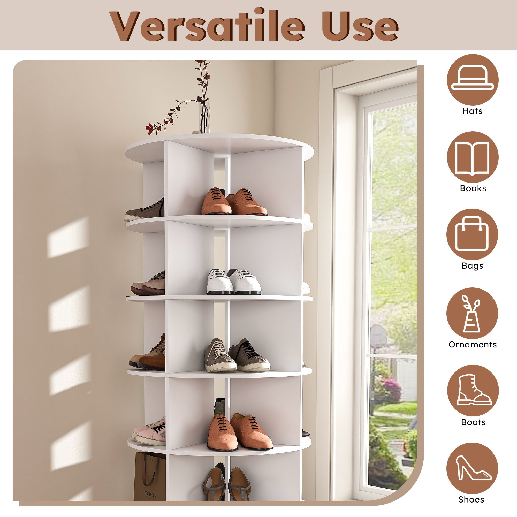 Spinning Shoe Rack, Free Standing 360° Revolving Shoe Organizer