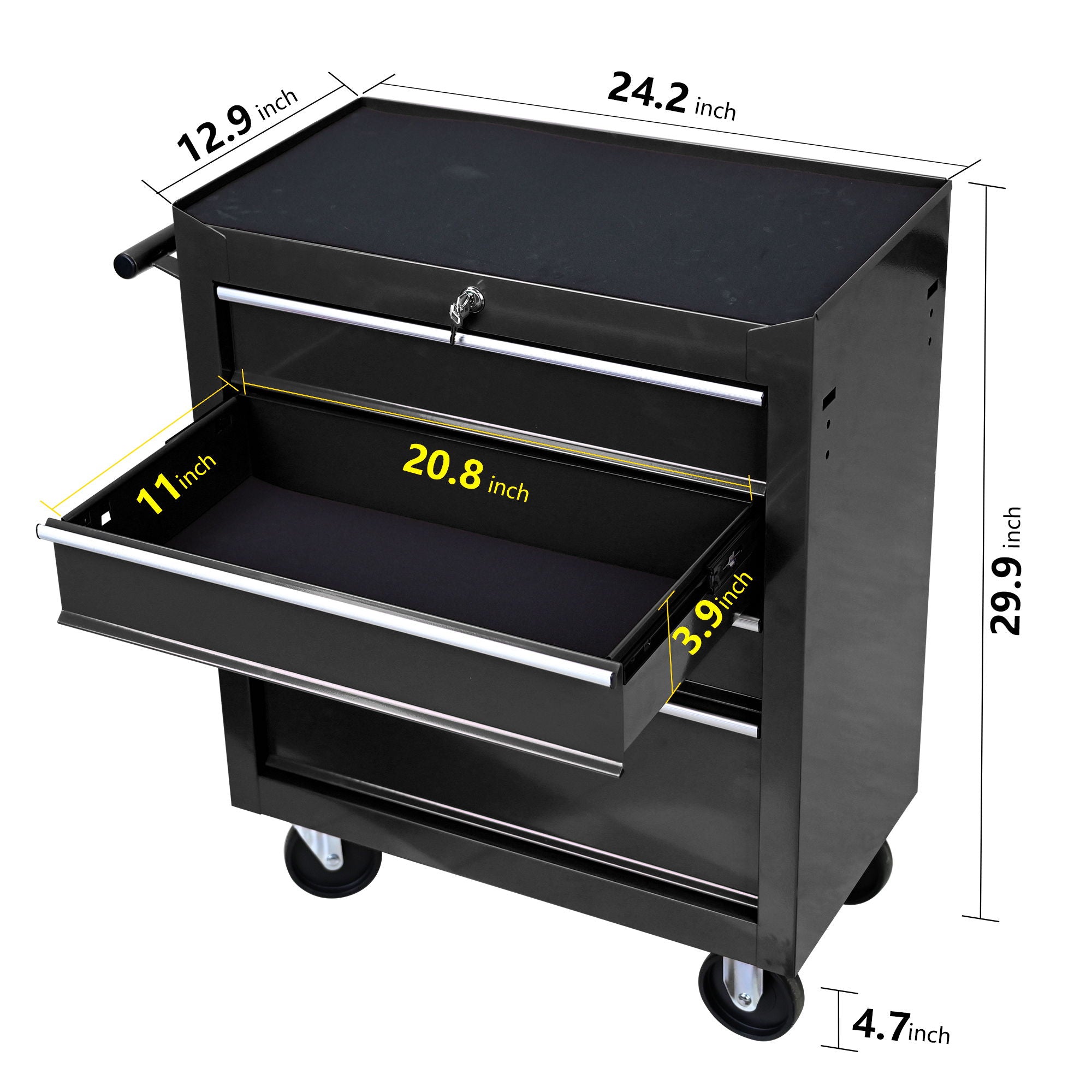 Multifunctional Tool Cart With Wheels And Drawers