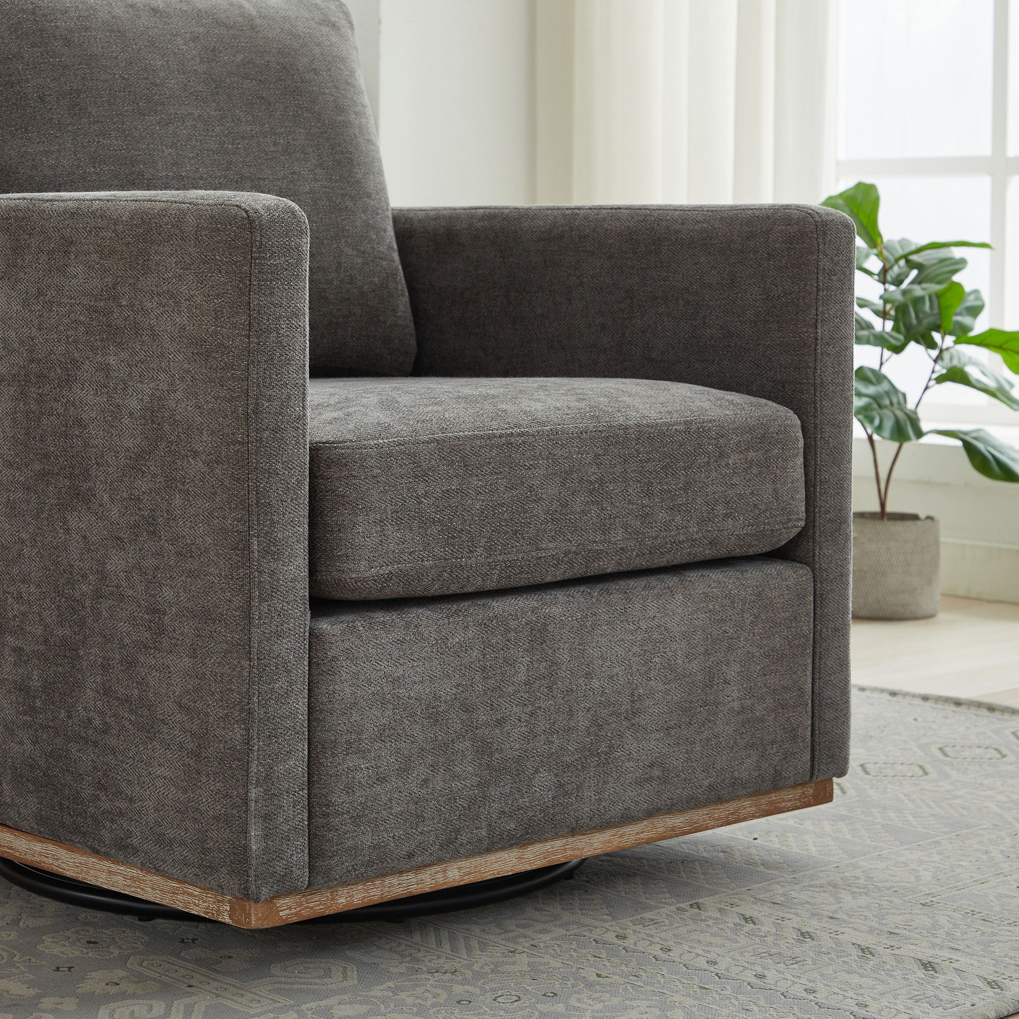 Square Upholstered Swivel Accent Chair