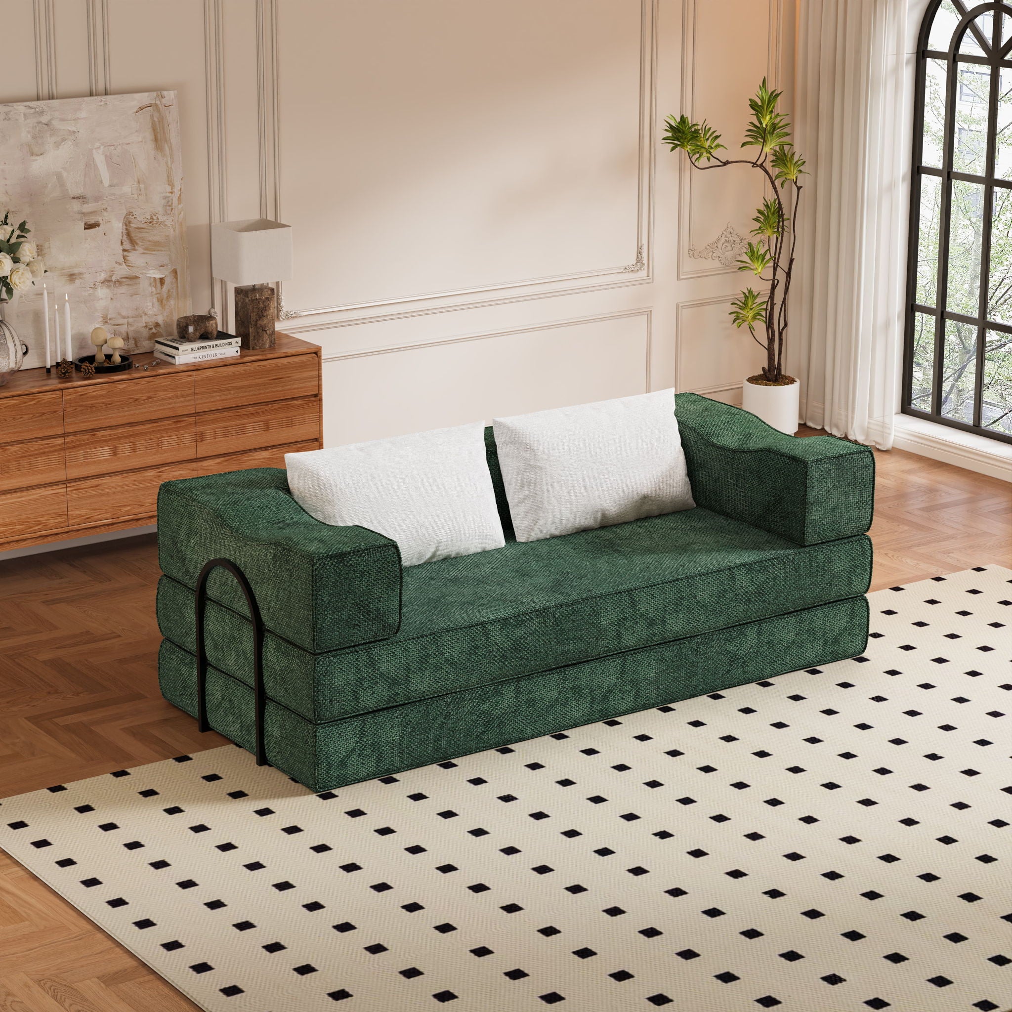 3 Seat Folding Floor Couch & King Size Bed Mattress