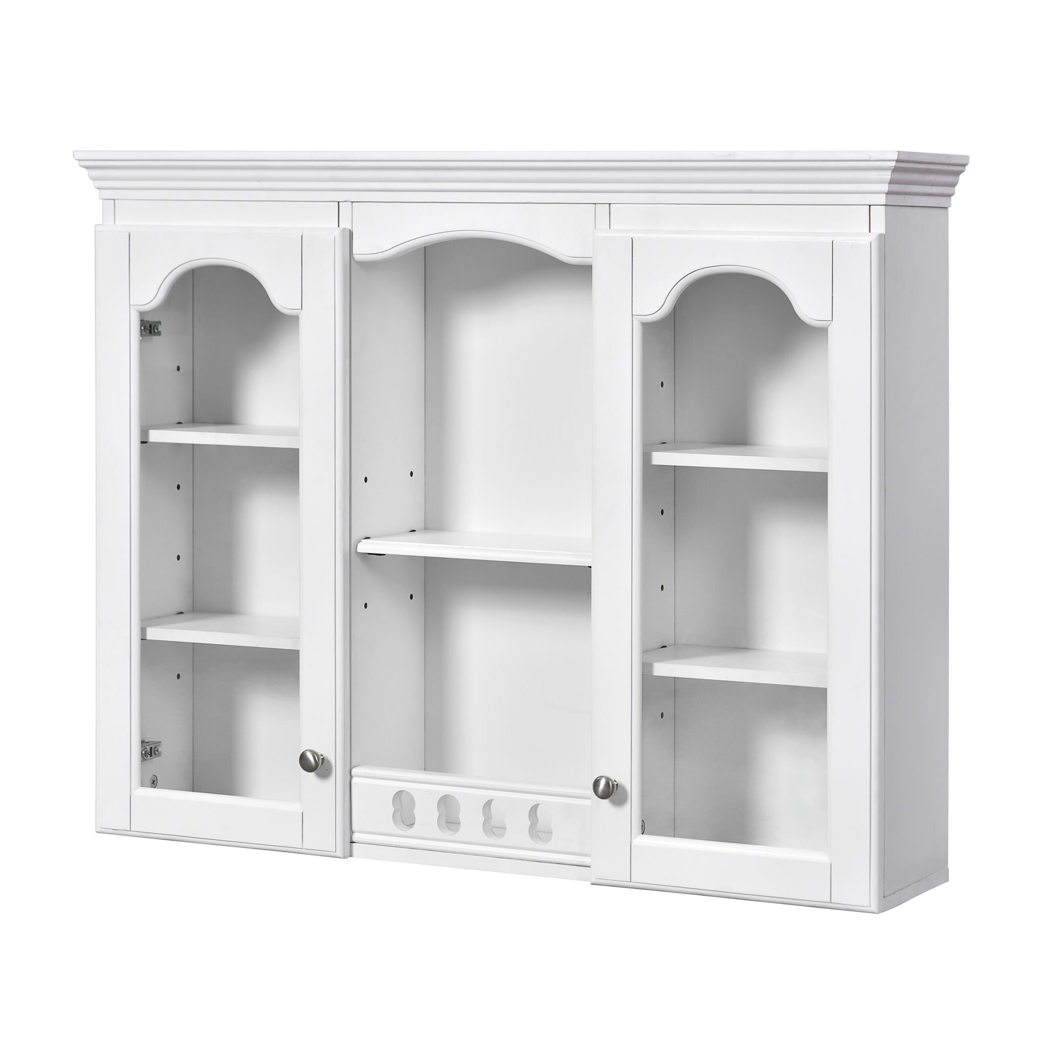 Wall-Mounted Medicine Cabinet With 2 Glass Doors, Adjustable Shelves - White