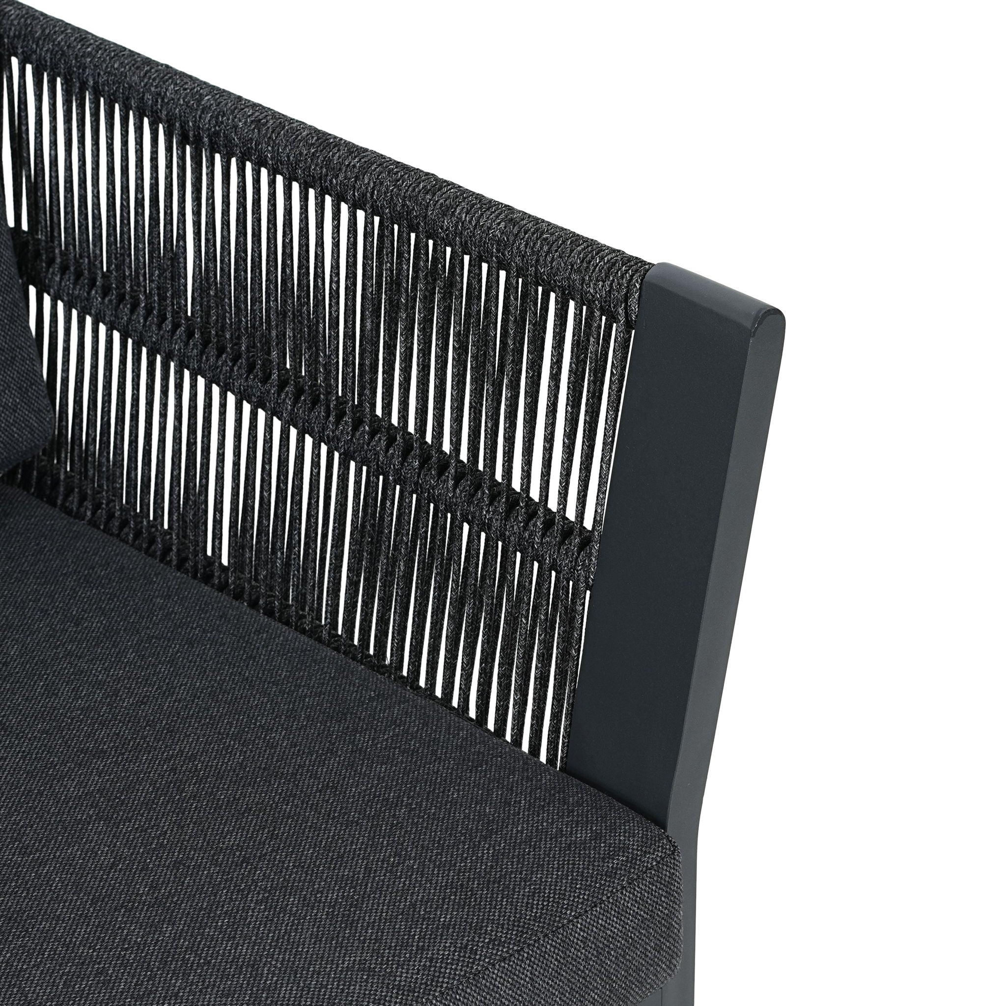 7 Piece Outdoor Dining Set With Table And 6 Chairs - Black / Teak / Gray