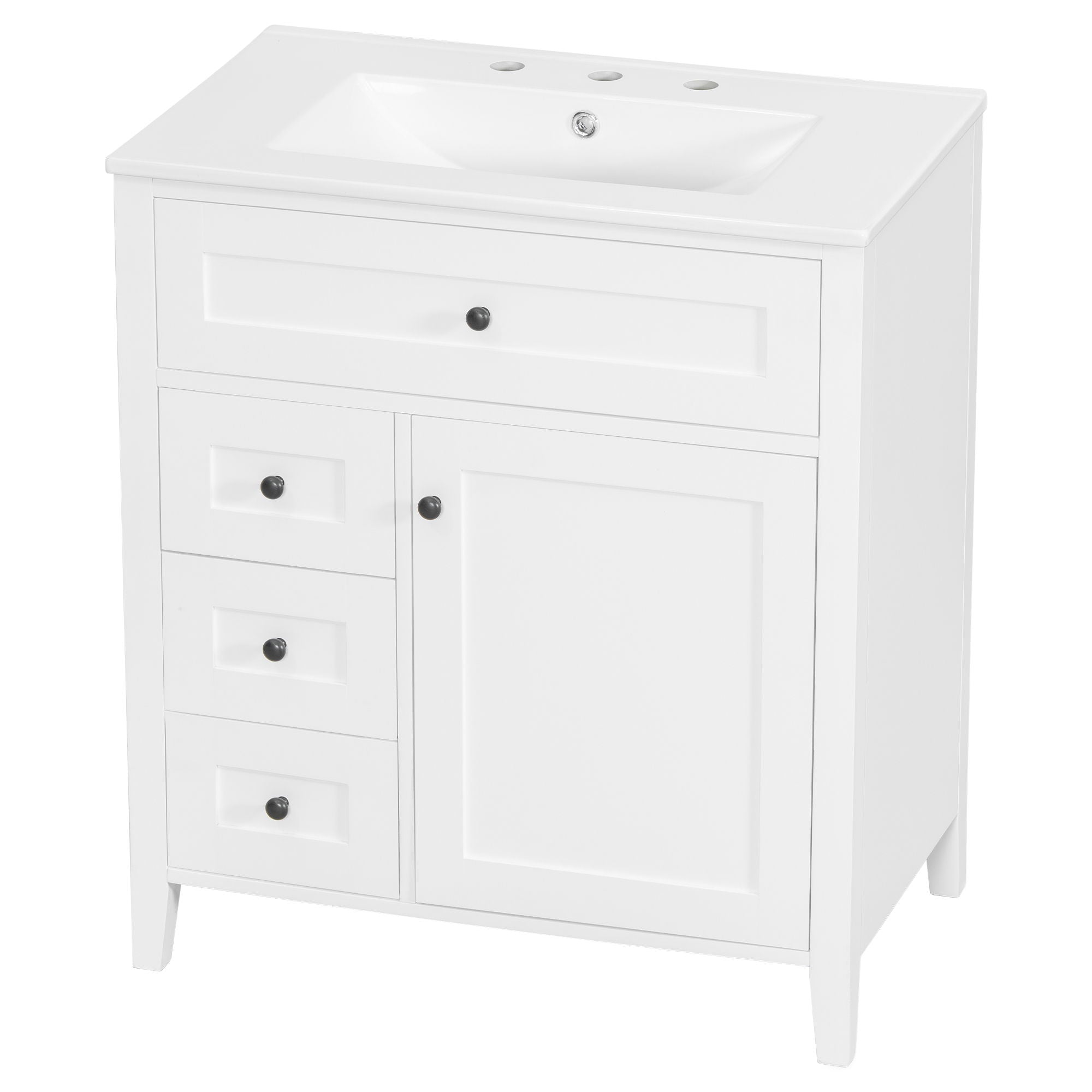 Modern Bathroom Vanity With Sink, 3 Drawers And Adjustable Shelf