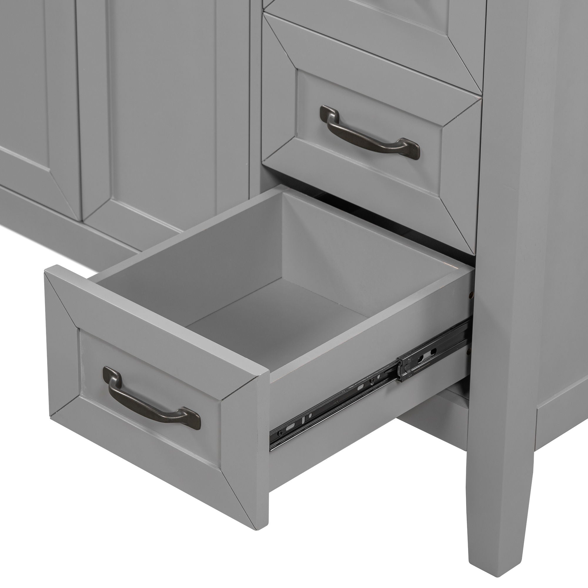 Modern Bathroom Vanity Base Only, 2 Doors And 3 Drawers