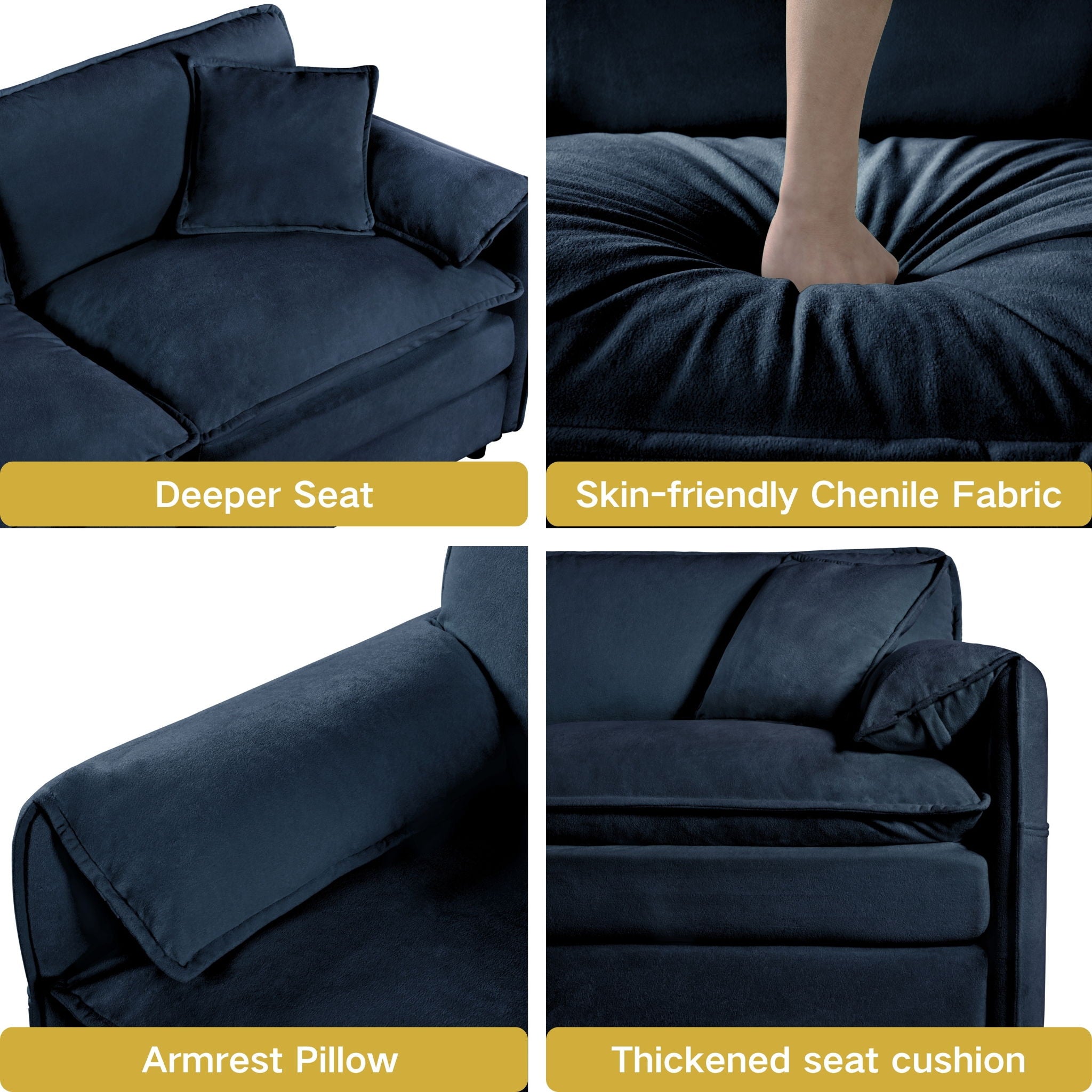 Modern Oversized Loveseat Sofa With Deep Seat And Diy Combination