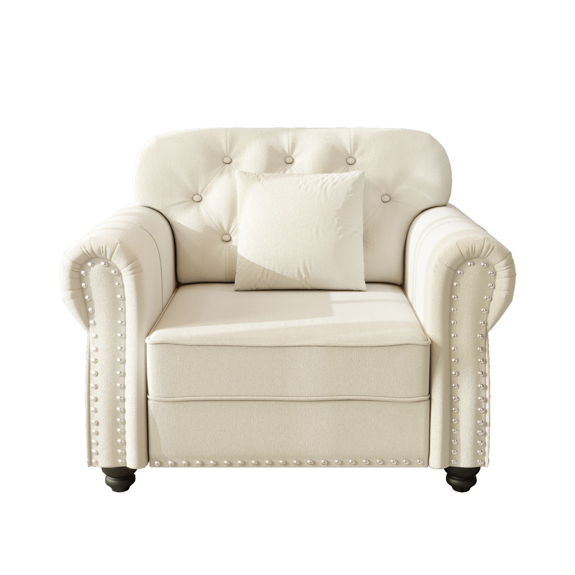 Upholstered Sofa With Nailhead Trim And Rolled Armrests