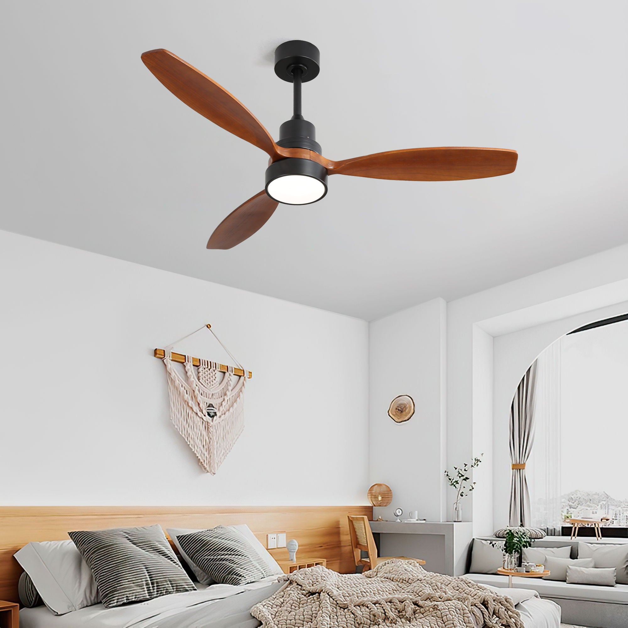 Ceiling Fan With Reversible DC Motor, LED Light, Solid Blades, Remote Control
