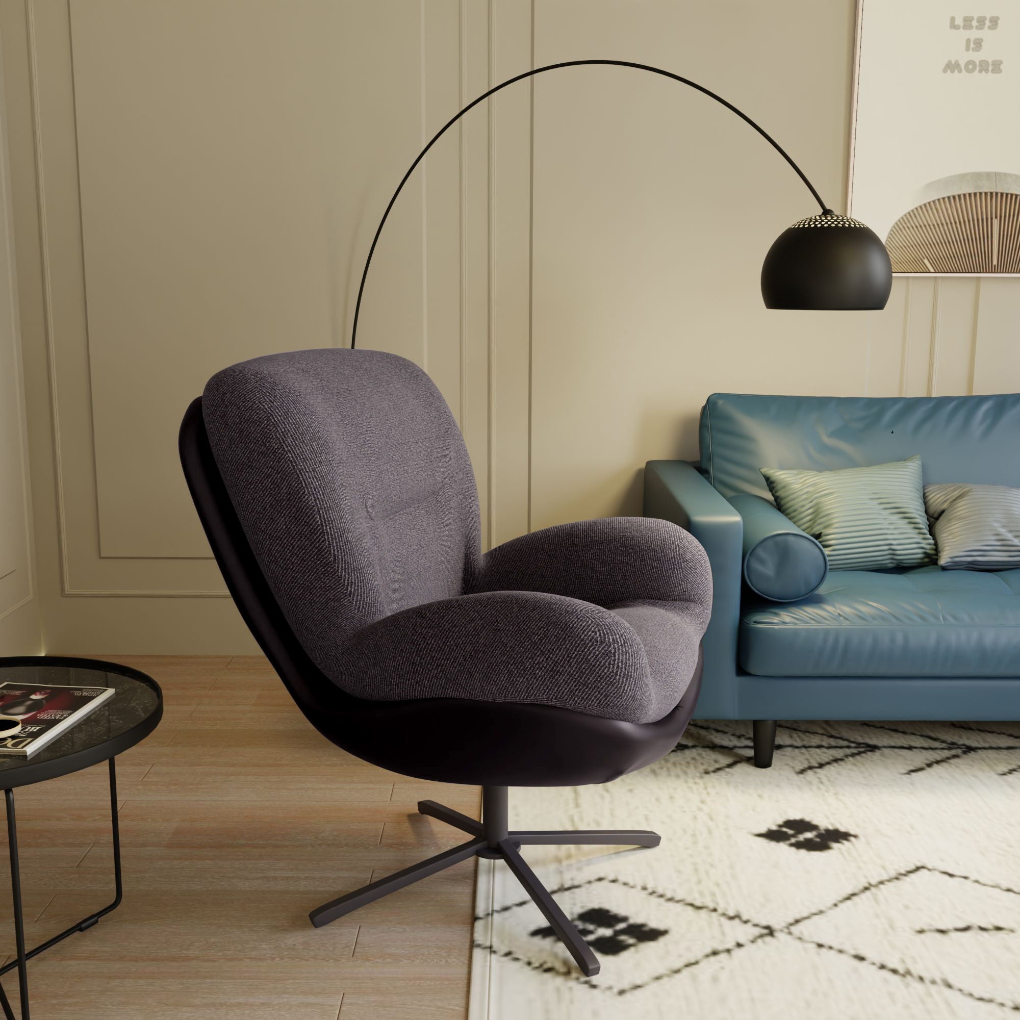 360° Swivel Office Chair, No Wheels