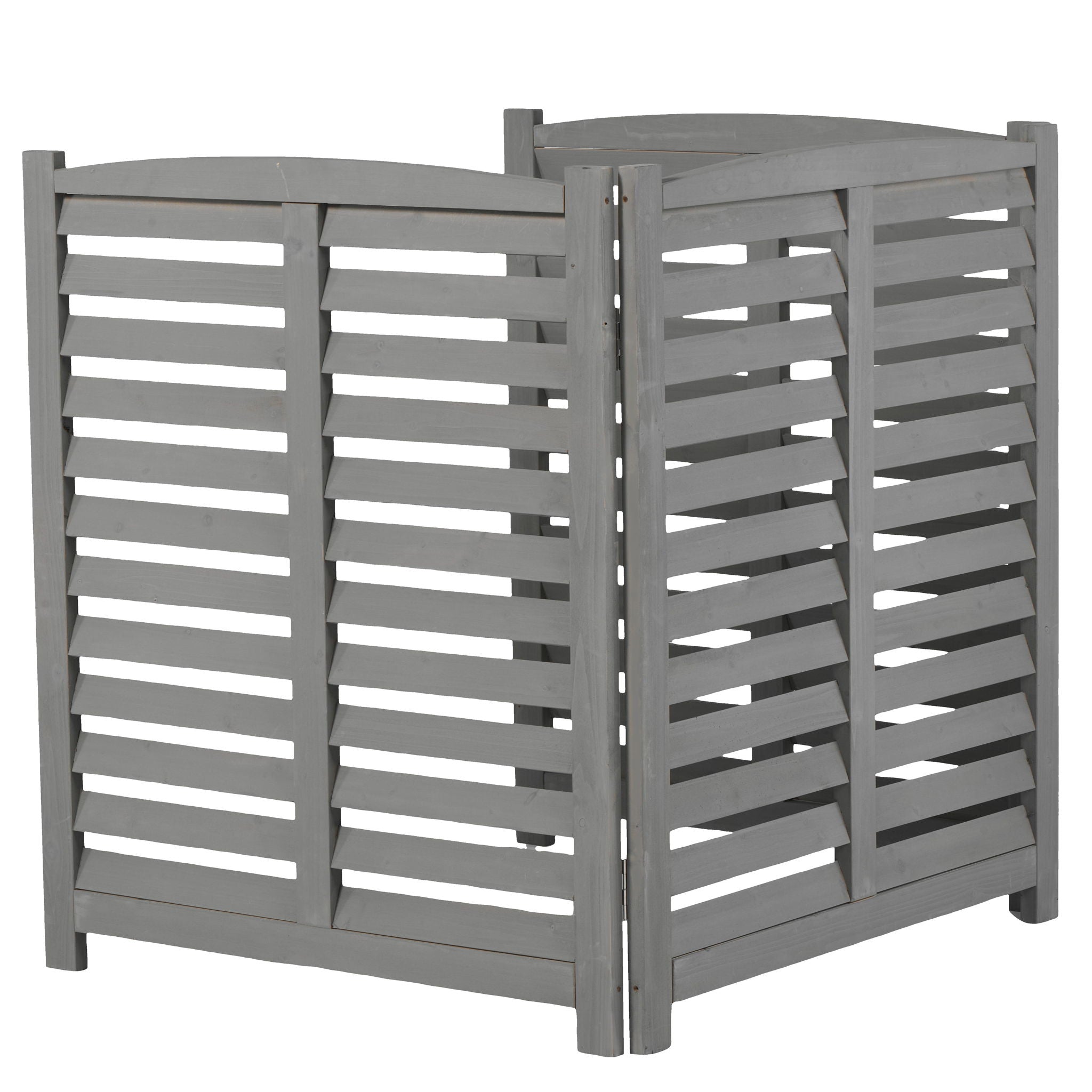 3 Panel Outdoor Wooden Air Conditioner Fence