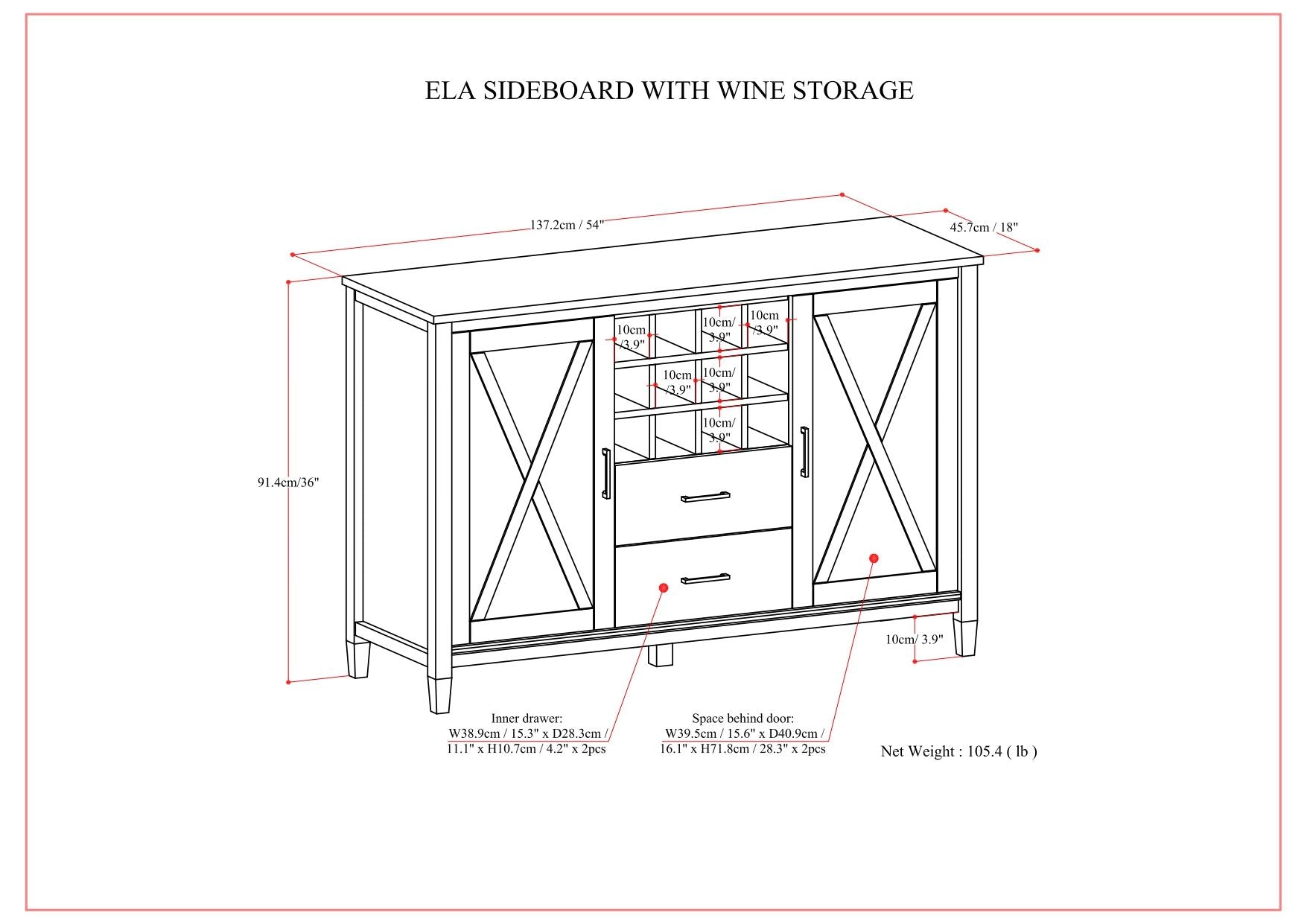 Ela - Sideboard With Wine Storage - Smoky Brown