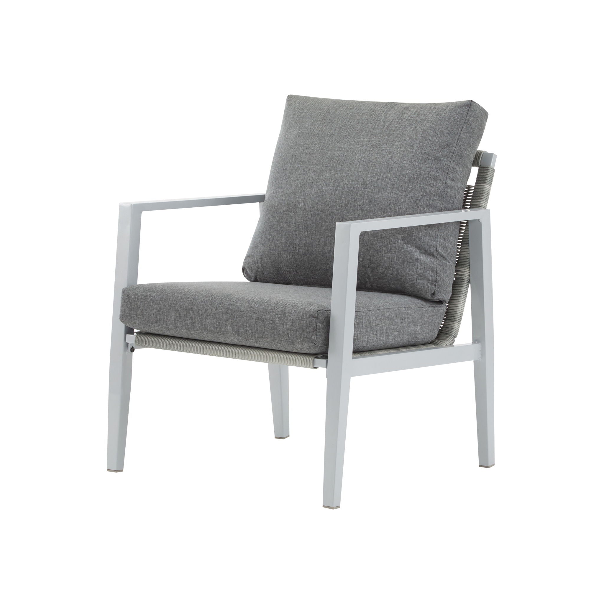 Modern Lounge Chair With Rope Accents And Cushions