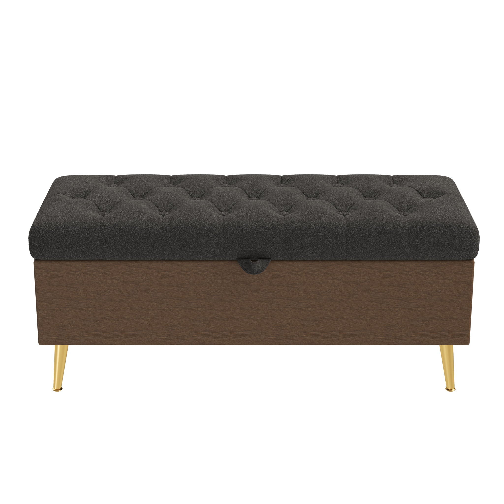 Modern Tufted Storage Ottoman Bench With Metal Legs