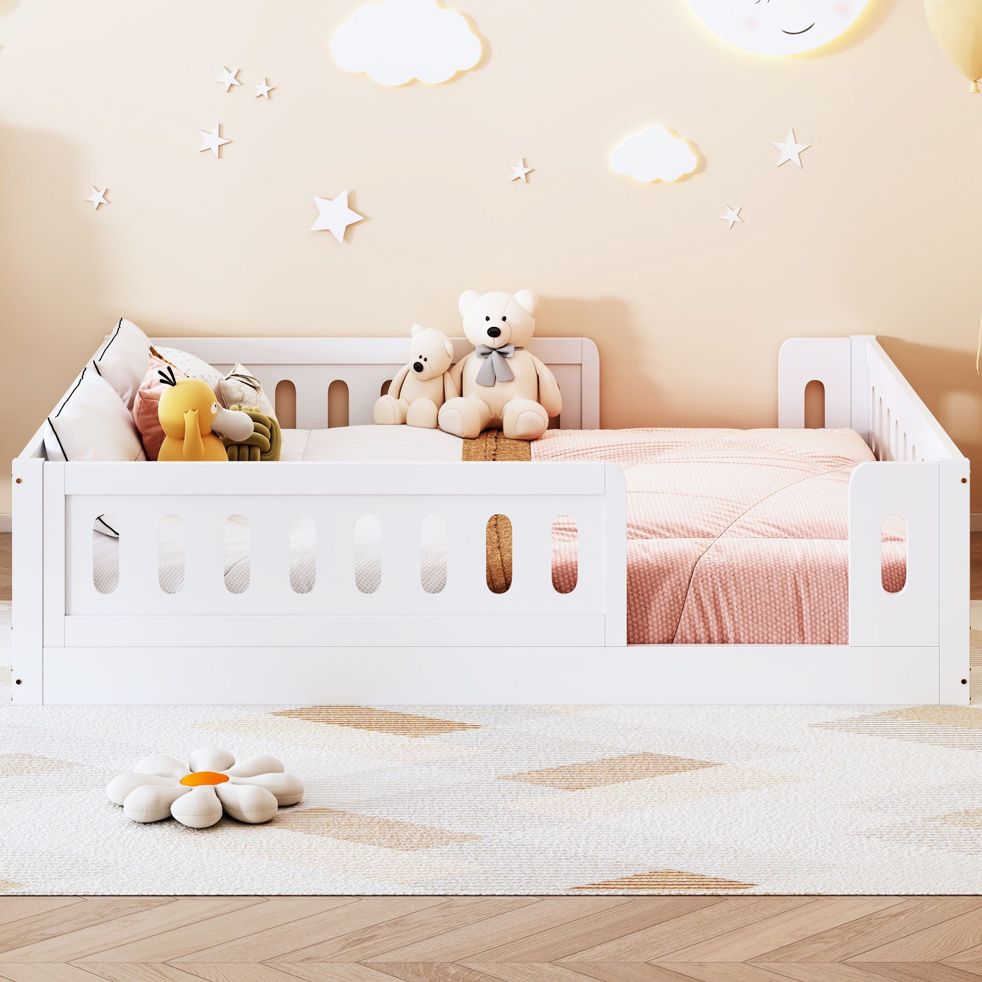 Platform Bed With Guardrail
