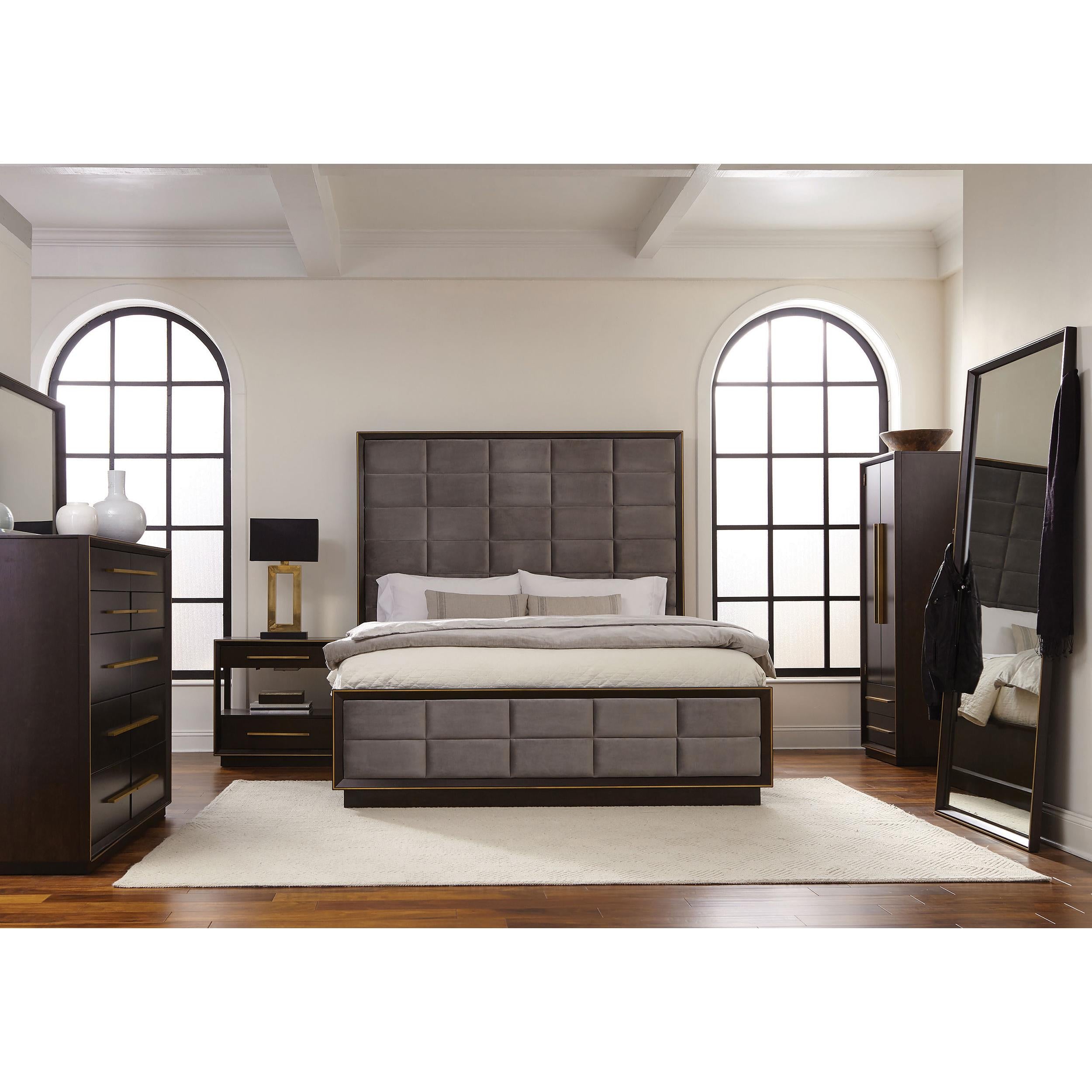 Diamond Modern Furniture COA Luddington Queen Upholstered Panel Bed 223261Q IMAGE 5