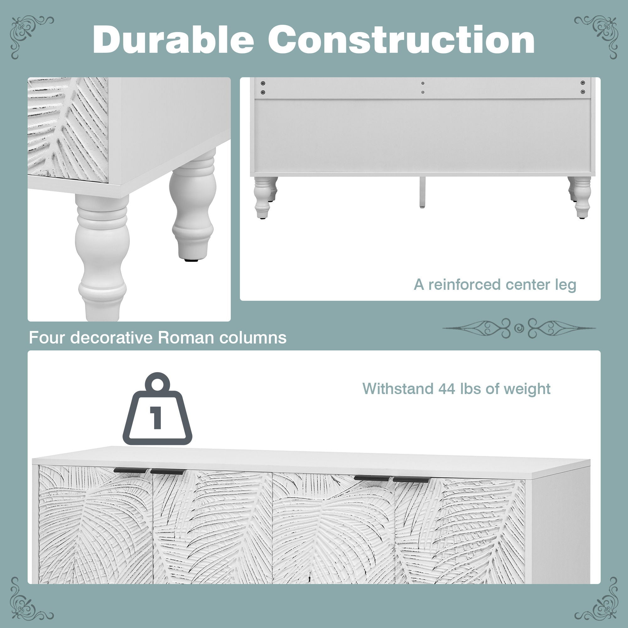 Modern TV Stand With 2 Spacious Storage Space And Anti-Tip Device